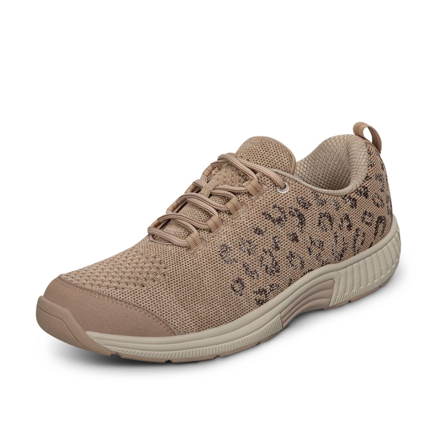 Orthofeet Women's Orthopedic Knit Coral Sneakers: 9.5 Wide Beige Leopard