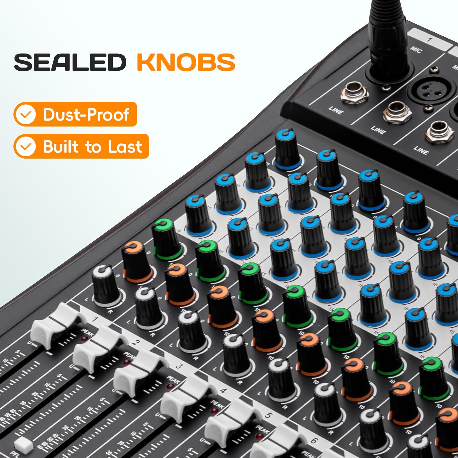XTUGA 6 Channel Audio Mixer for Computer Recording Sound Control