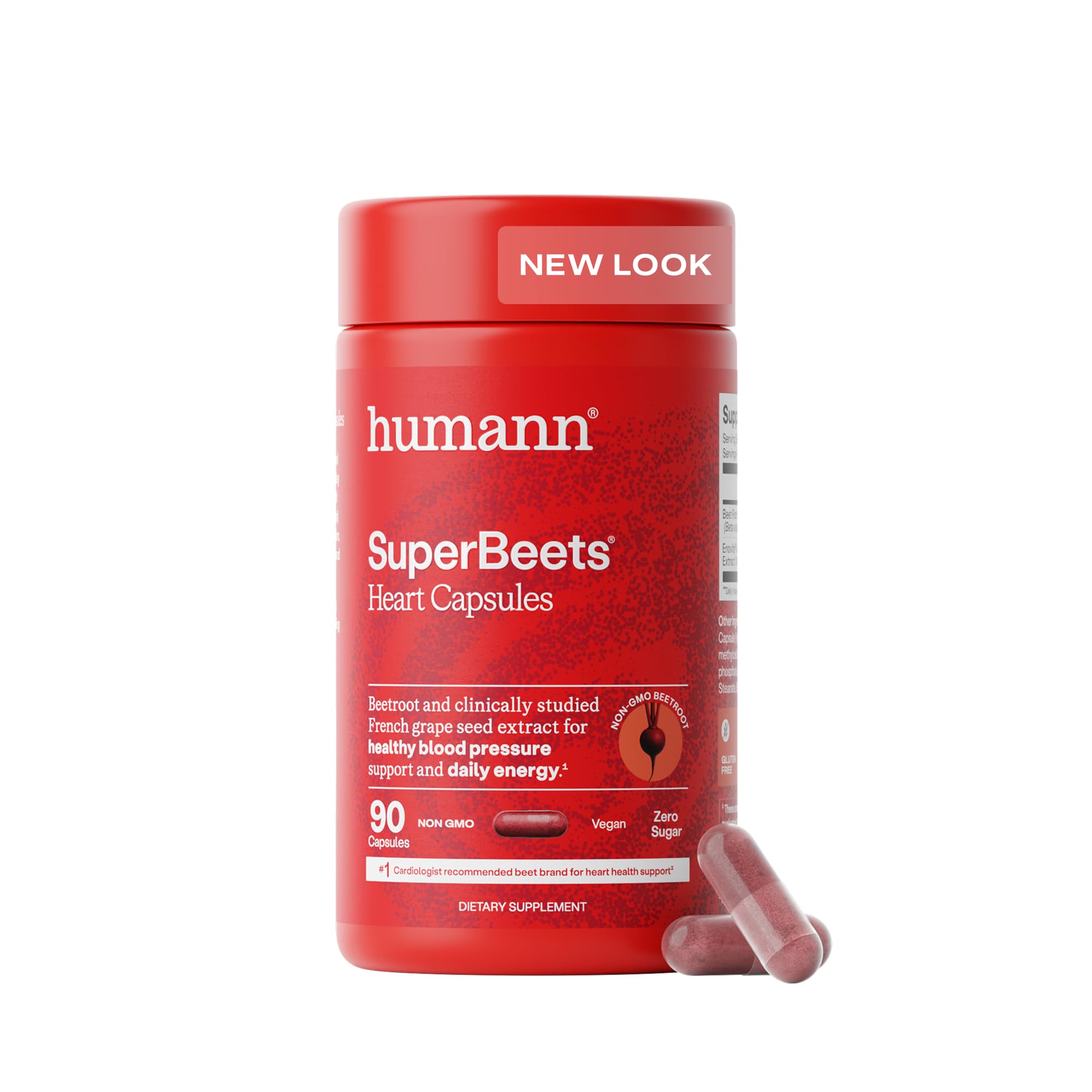 Humann SuperBeets Beet Root Capsules Quick Release 1000mg, Helps Support Nitric Oxide Production, Blood Pressure, Heart Health, Contains Non-GMO Beetroot Powder, Studied Antioxidants 90 Count