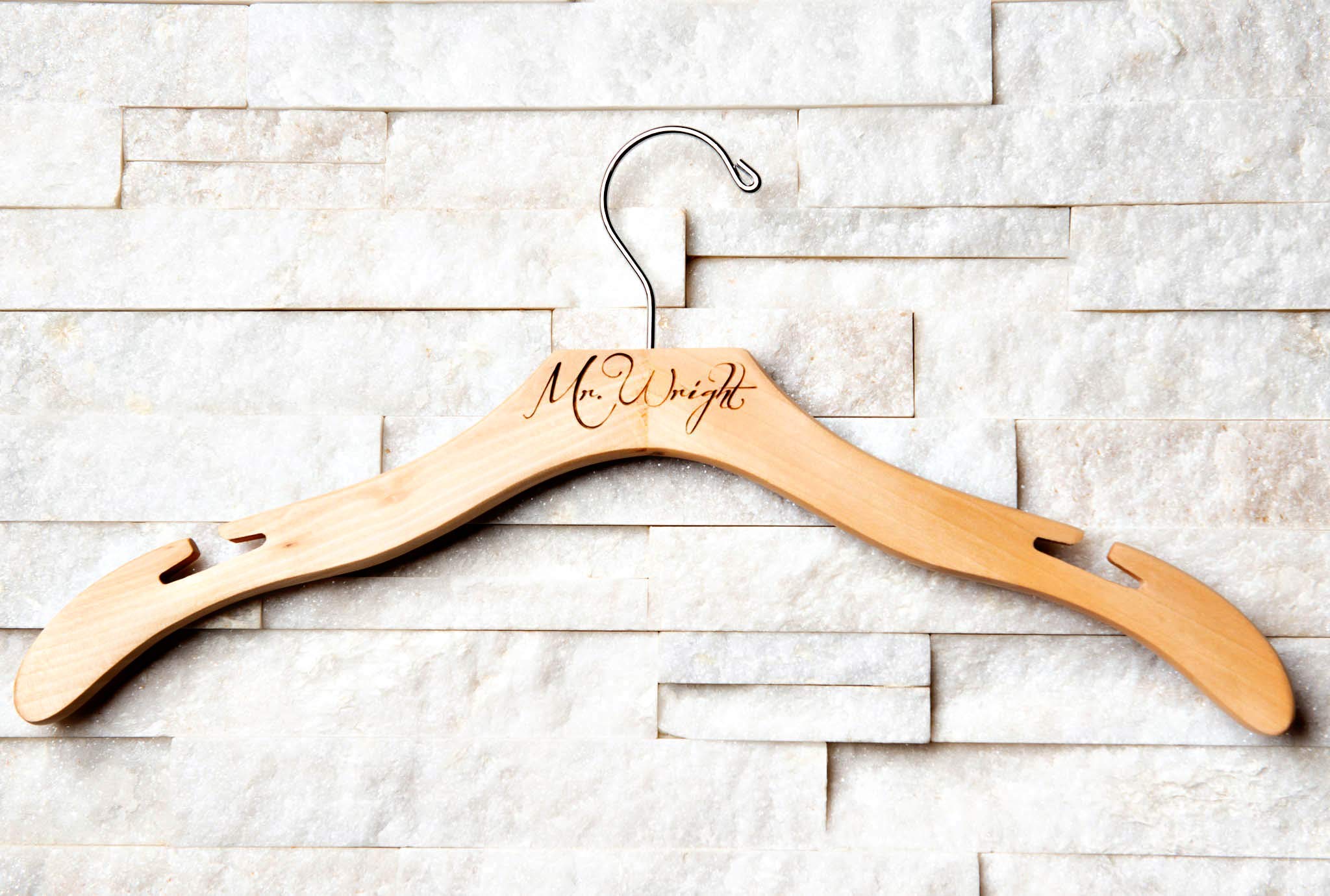 Personalized, Engraved Contour Wedding Hanger by Left Coast Original