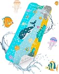 HITSLAM Tapis de bain pour baignoire, Tapis de baignoire antidérapant 101x40cm Tapis de baignoire extra longue, tapis de douche lavable en machine avec des ventouses et des trous d'écoulement, doux sur les pieds, clair