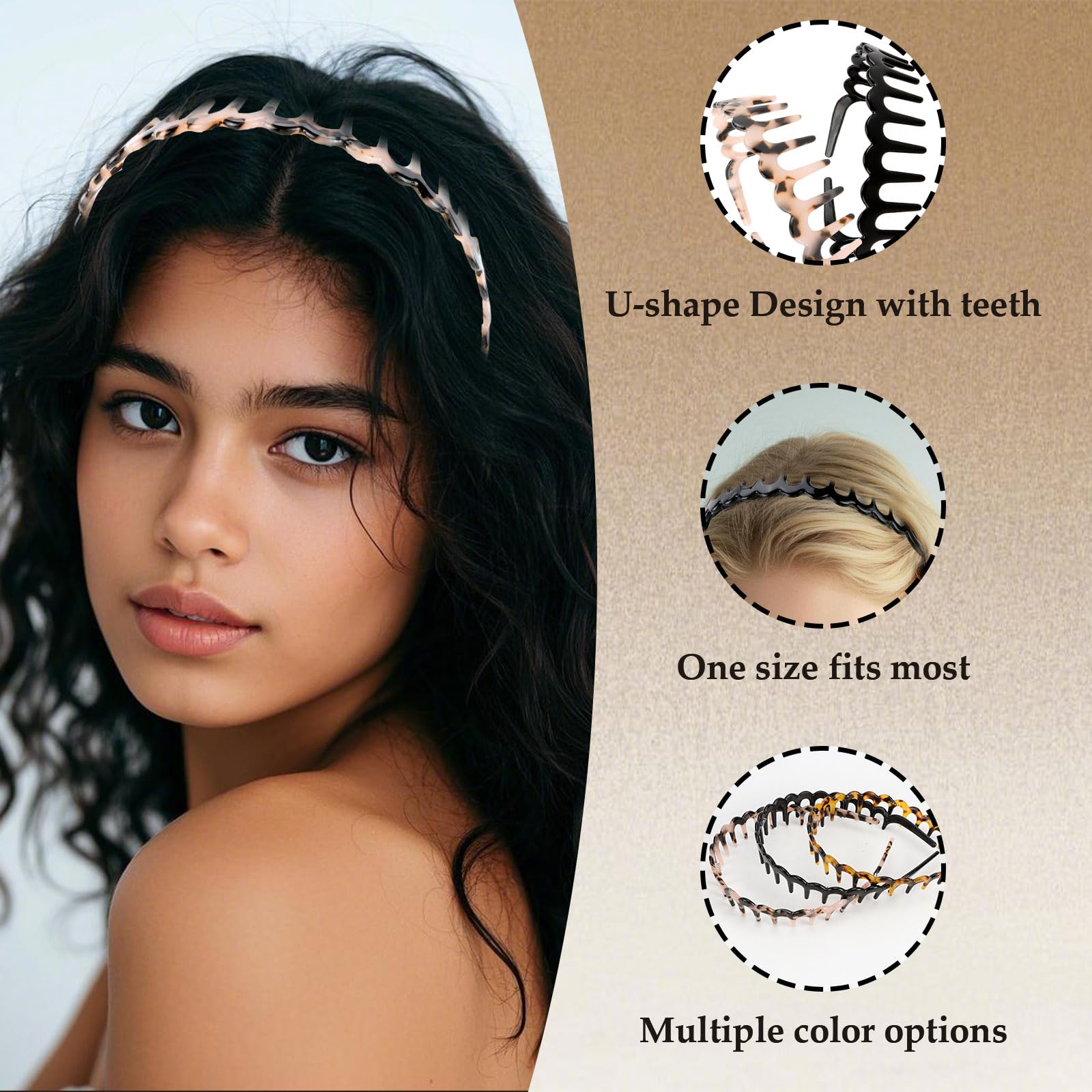 Acetate Hairbands with Teeth, Non-Slip Thin Headband for Women Amazon.com : Aprince Zig Zag Headbands for Women 3Pcs, Non  main image 4