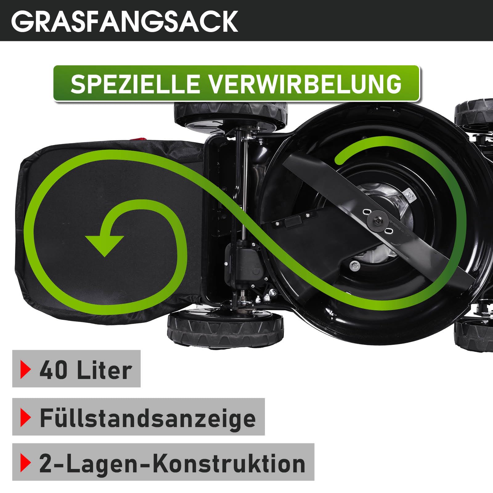 BRAST Benzin Rasenmäher mit Antrieb | 3,0kW (4,1PS) | Elektrostart | 41cm Schnittbreite | TÜV | 4 Takt OHV Motor | 25-75mm Schnitthöhe | 40L Fangkorb | Stahlgehäuse | 16145 Estart