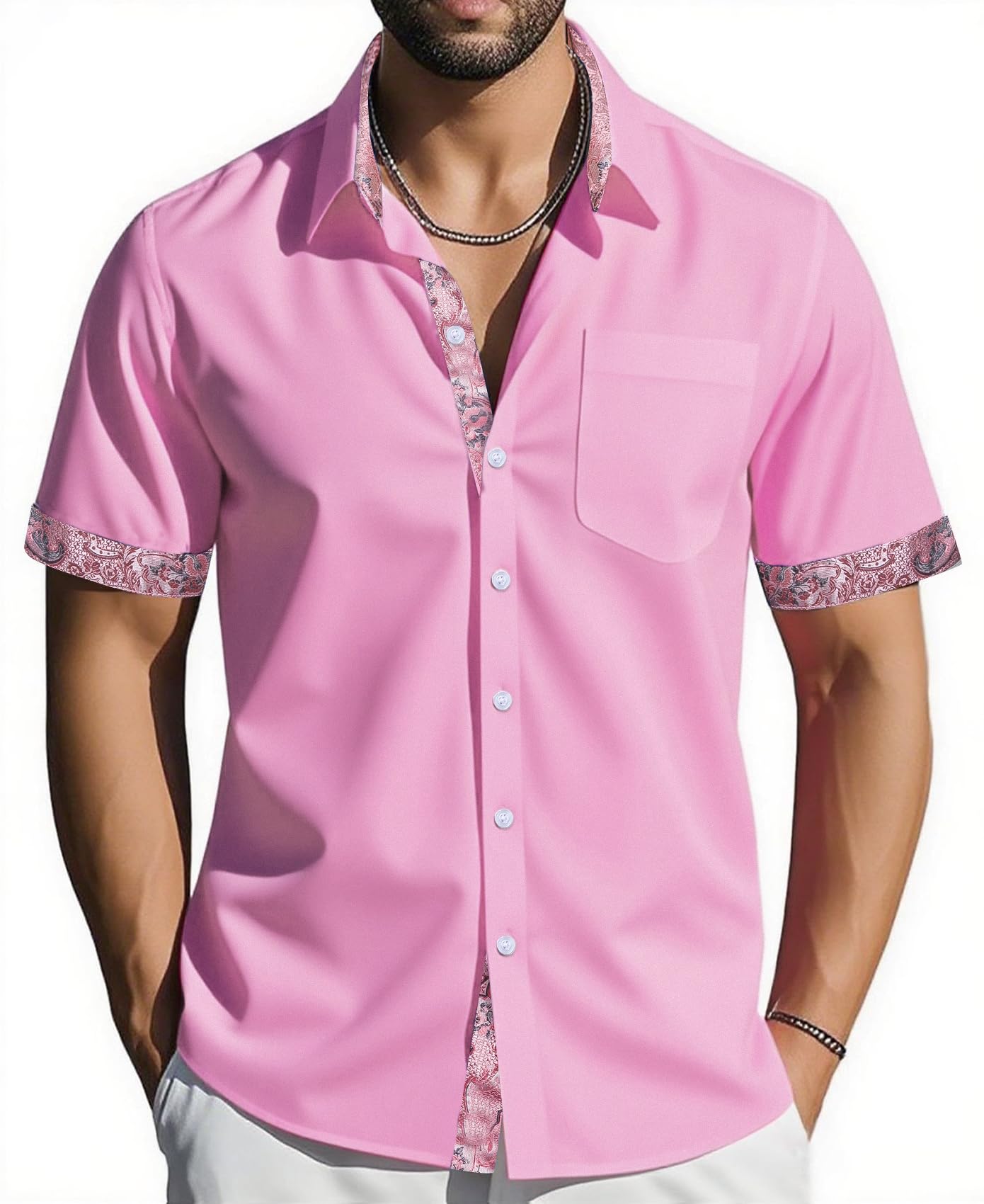 Chemise homme pour mariage et yacht Barry.Wang manches courtes style formel décontracté - 7