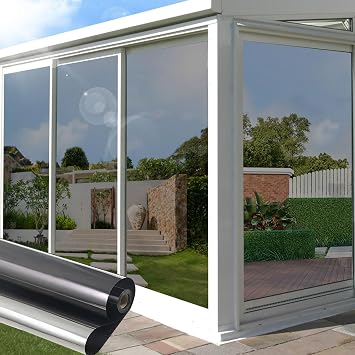 One Way Window Privacy Film, Grey Silver, 17.7 x 118 in
