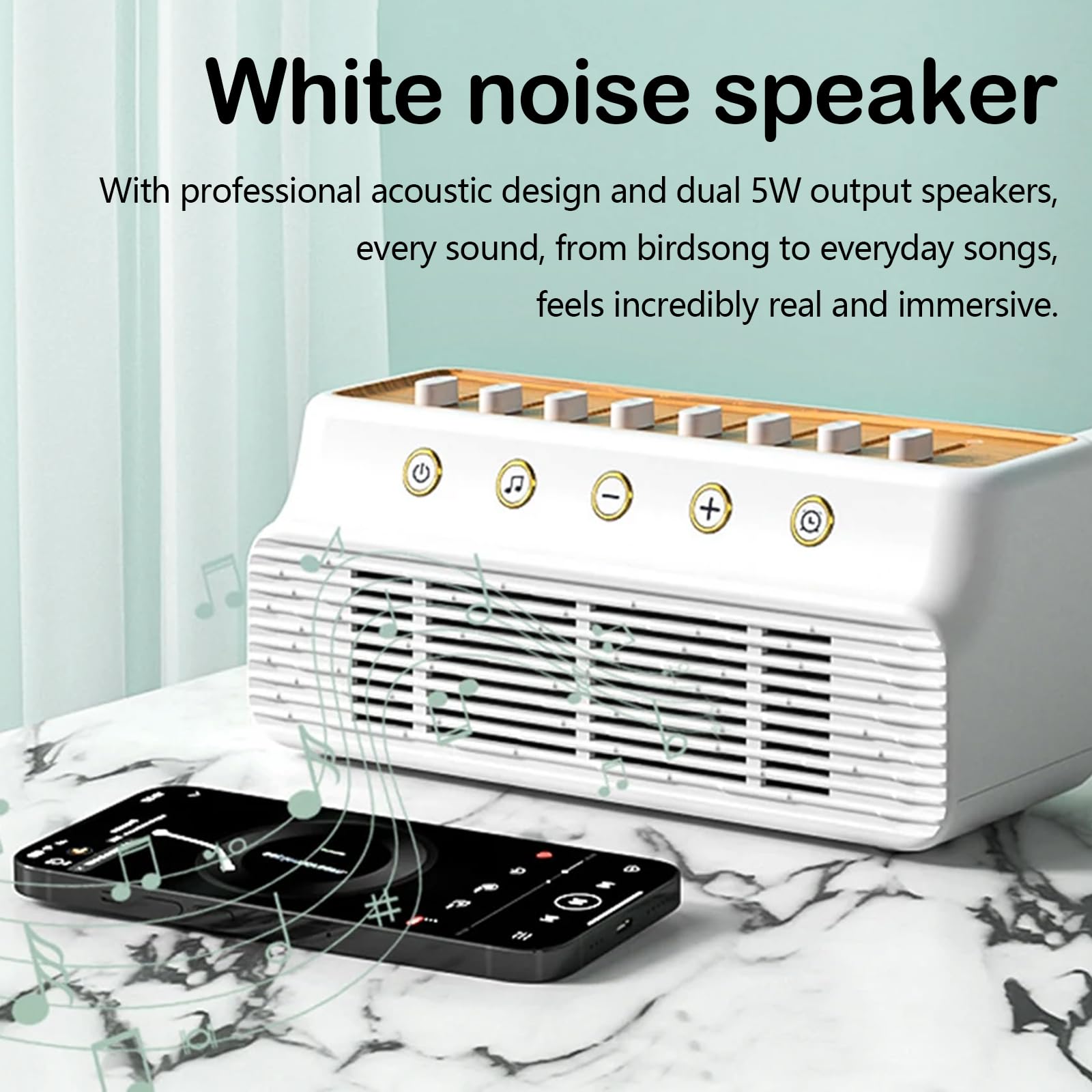 Machine à Bruit Blanc, Boîte à Sons pour Dormir USB Assure une Bonne Qualité du Sommeil pour Adultes avec Sons Apaisants et Minuteur avec Mémoire avec 8 Sons de la Nature