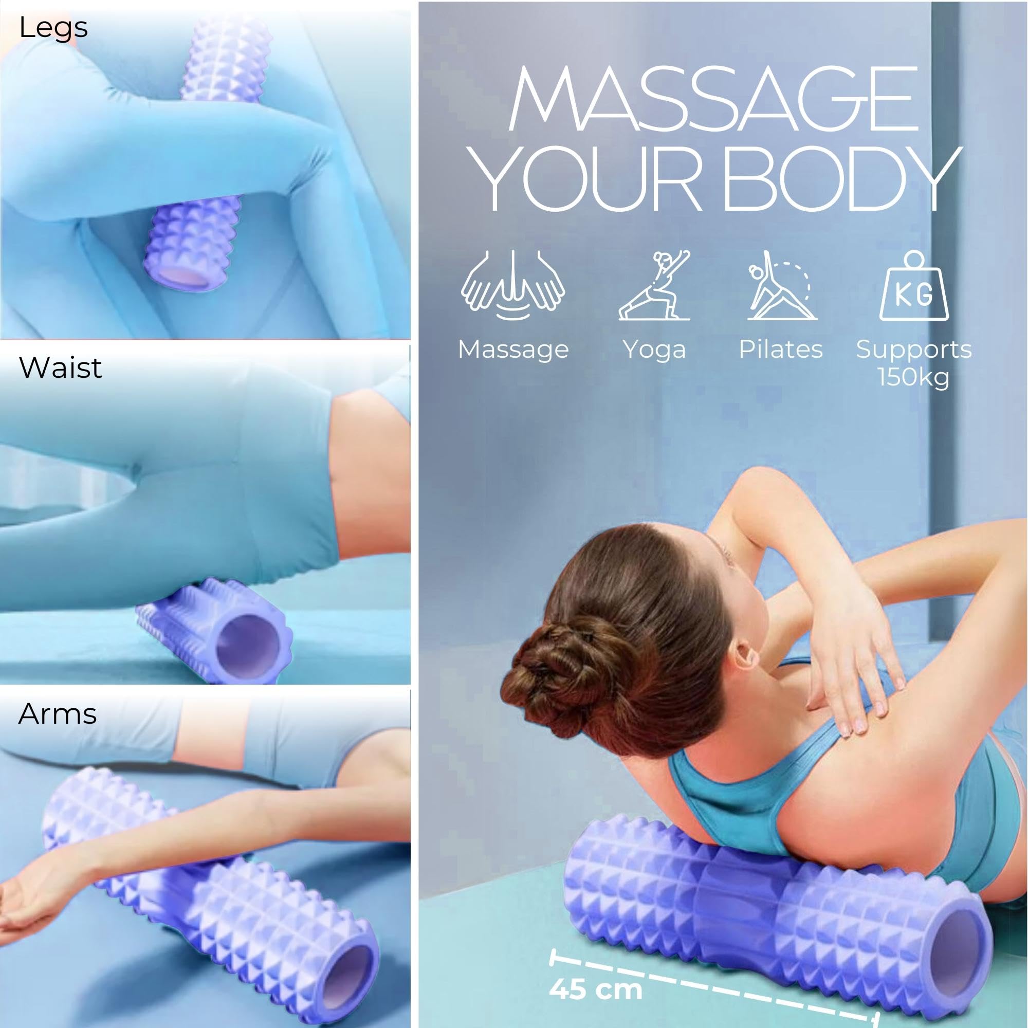 Rouleau De Massage Fizyo En Mousse EVA – 30x15cm, Vert, Pour Yoga, Pilates, Rééducation, Soulage Douleurs Musculaires, Antiderapant
