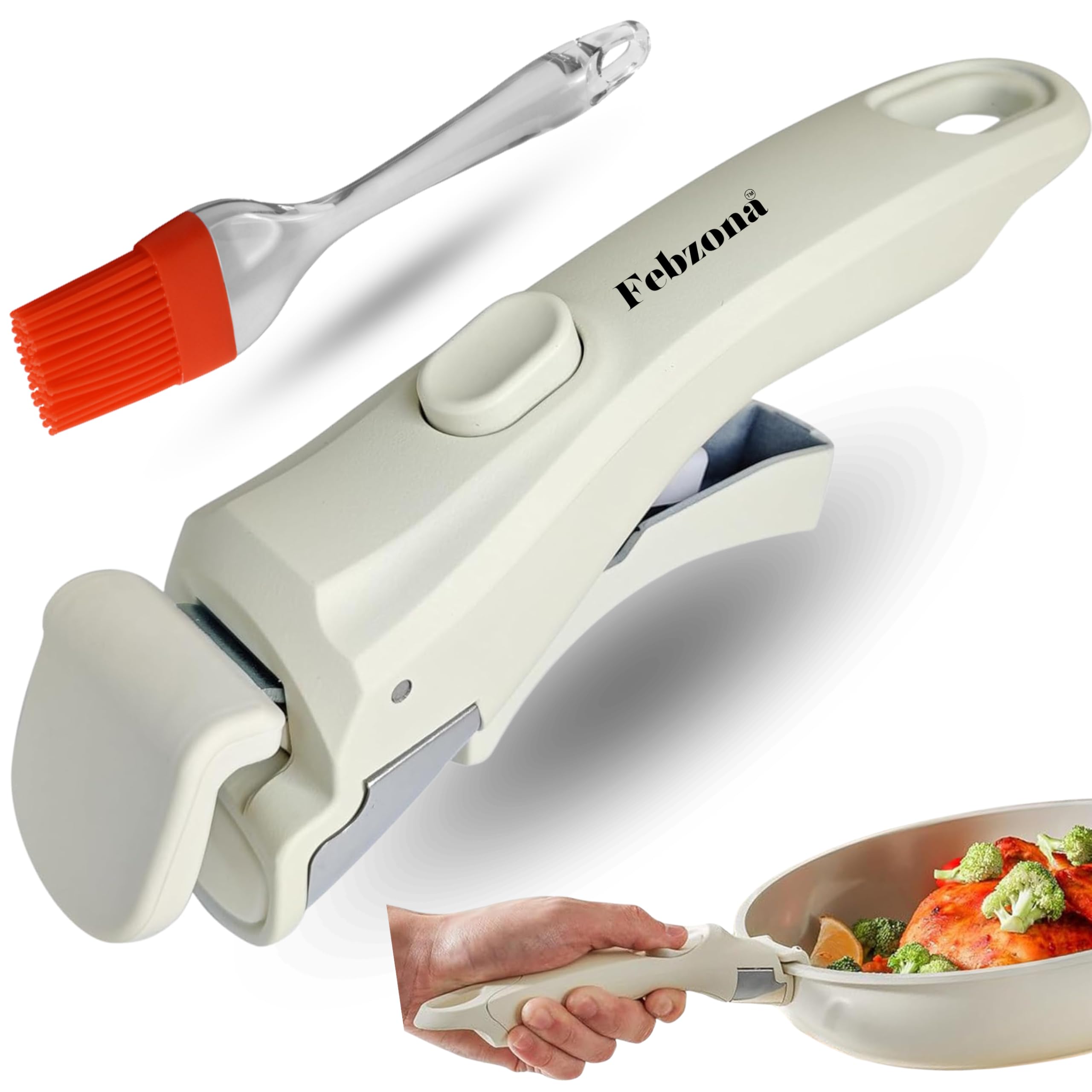 Febzona Universal Pot Handle - Detachable Holder for Cookware, Hot Utensil Vessel Pan Holder - White-image-49