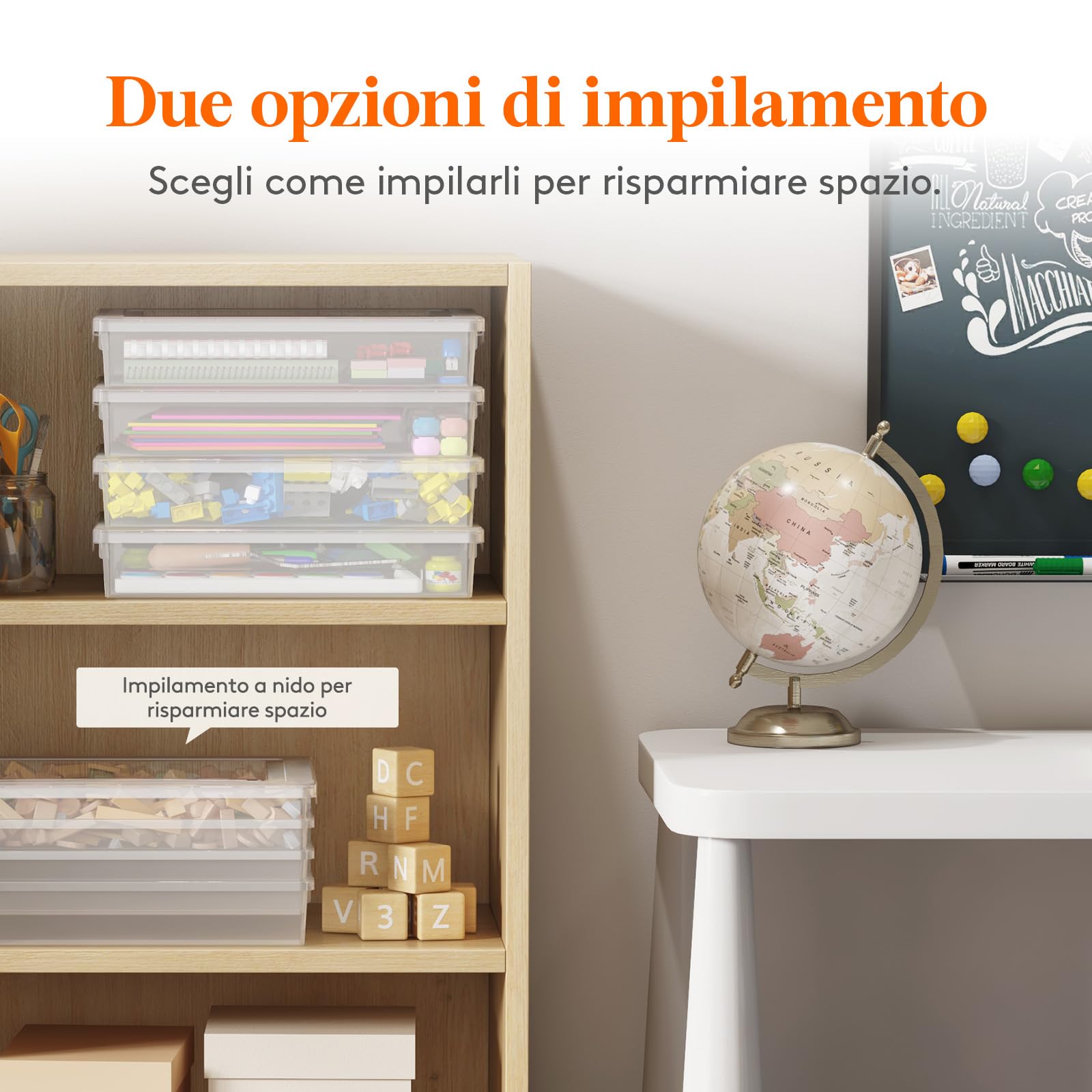 Lifewit Scatole Plastica con Coperchio, 5L Scatola Porta Oggetti, Faldoni Portadocumenti A4, Rrchivio Documenti Ufficio Scrivania, Raccoglitore Documenti, 32 x 23 cm, Trasparente, 4 Pezzo