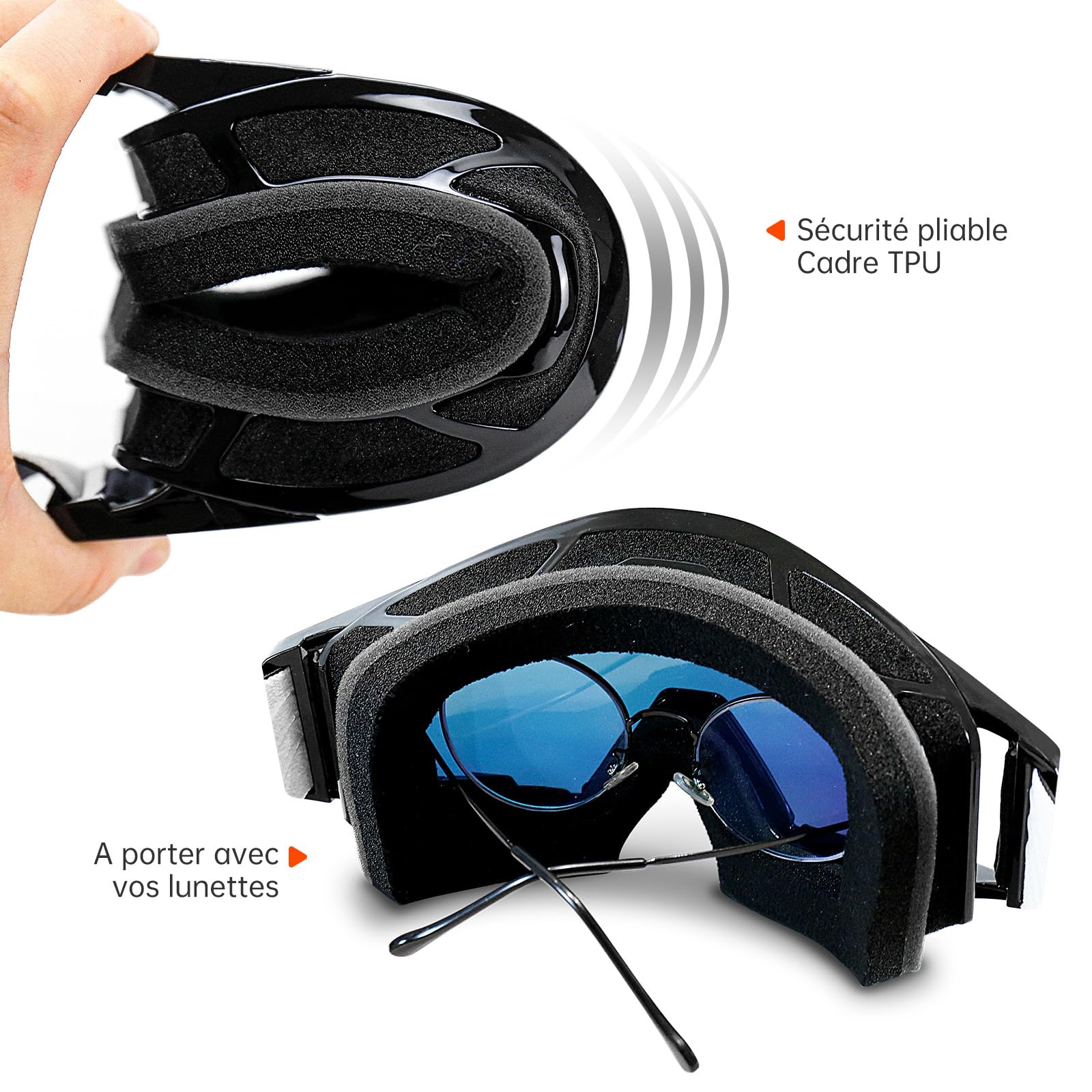 Lunettes Moto Cross, Masque Moto Cross avec protection du nez, Lunettes de Ski pour hommes et femmes, pour les sports de plein air, comme Lunette Moto