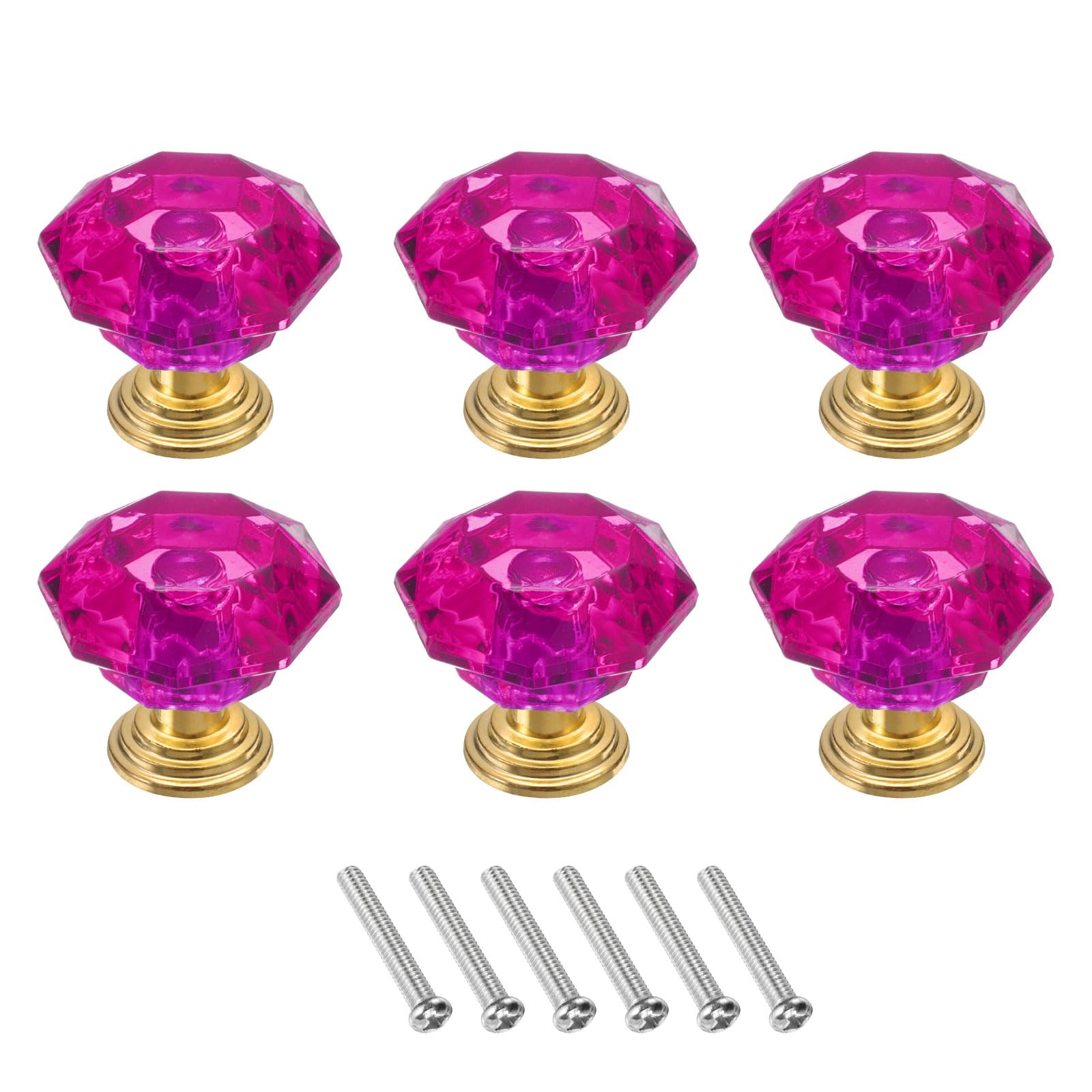 Boutons de tiroir en cristal rose rouge armoire placard commode uxcell 24 mm or