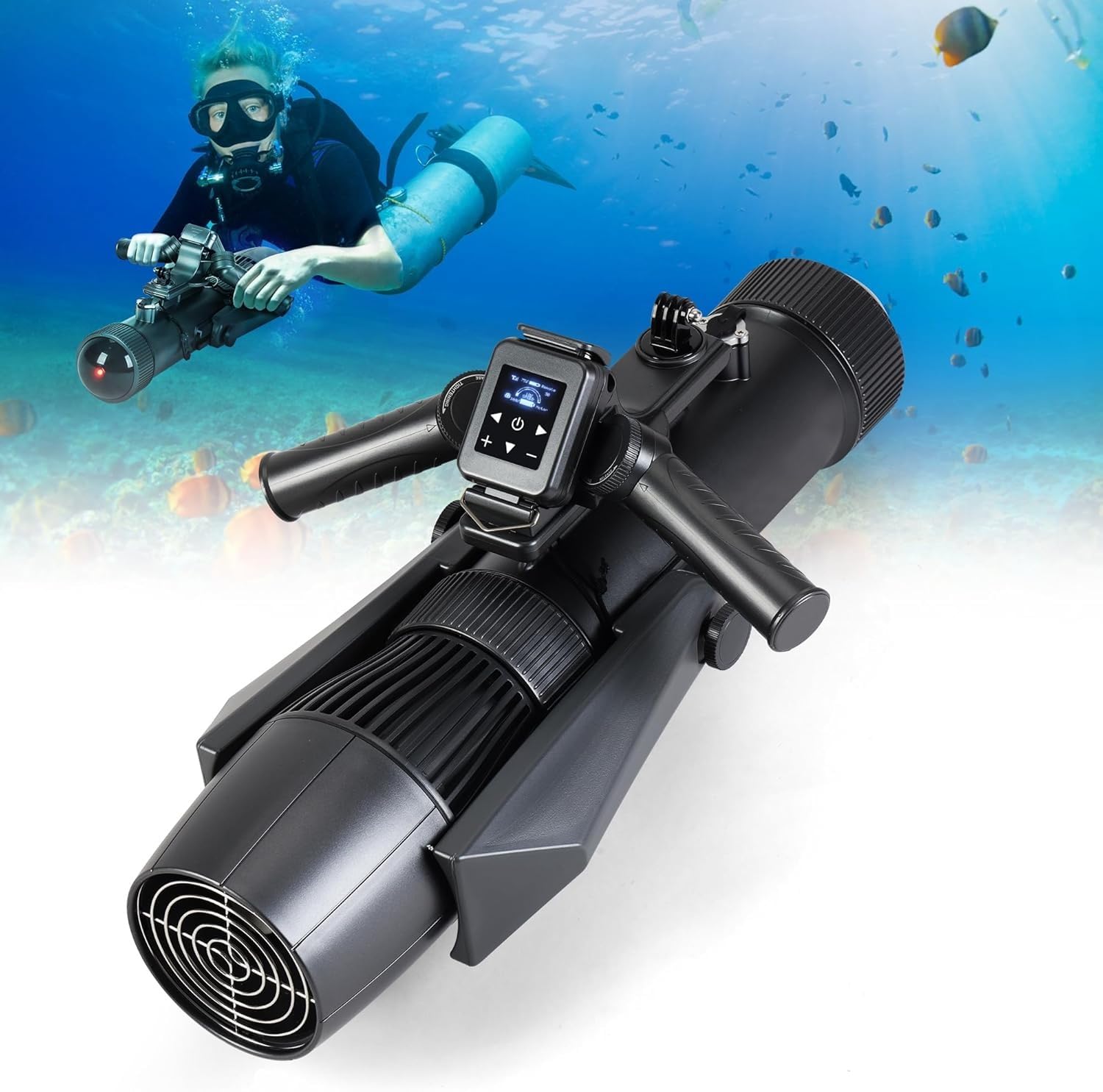 700W CM7-1 Pro Elektrischer Unterwasser-Scooter mit Daumensteuerung für SUP-Paddelboard, geeignet für Pool, Tauchen und Schnorcheln, Wasserscooter für Erwachsene und Kinder