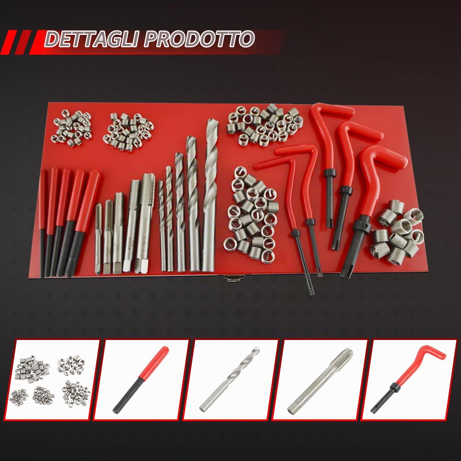 Set di riparazione filettata da 131 pezzi