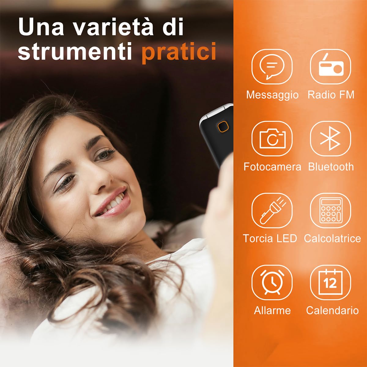 4G Flip Telefoni Cellulari con Tasti Grandi, Telefono Cellulare per Anziani,Pantalla 2..4",Funzione SOS,Volume Alto, Batteria 1350mAh, Radio FM e Torcia Integrata - Semplice da Usare per Nonni