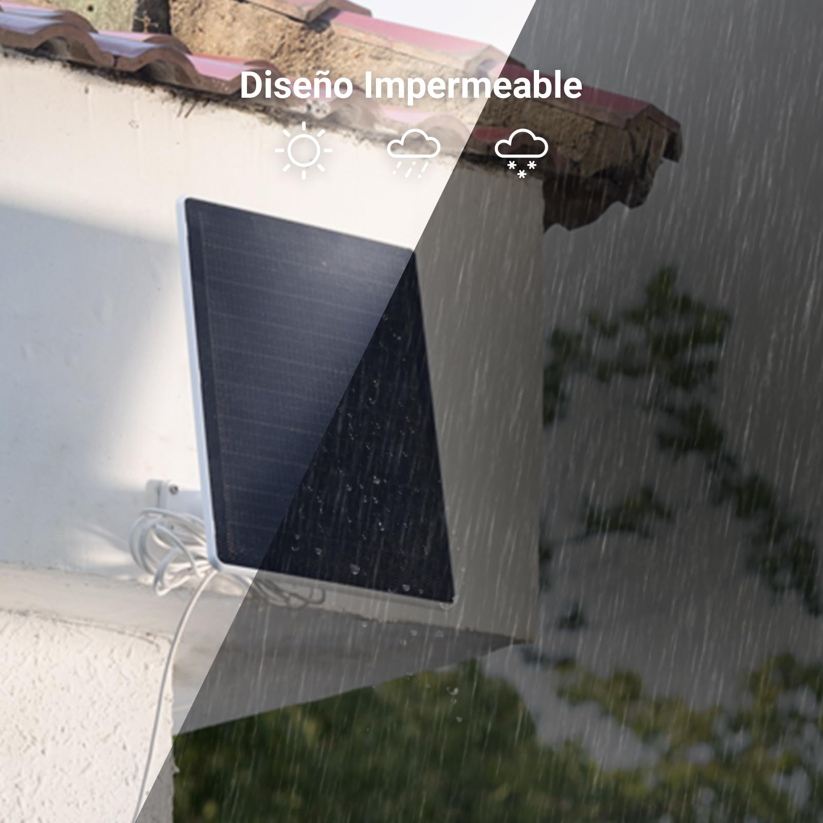 EZVIZ Panel Solar Fuente de Alimentación con Puerto Tipo C, para Cámaras Vigilancia WiFi Exterior con Batería, Impermeable, Montaje Ajustable, 8W, Fuente de Alimentación Continua (con Cable de 3m)