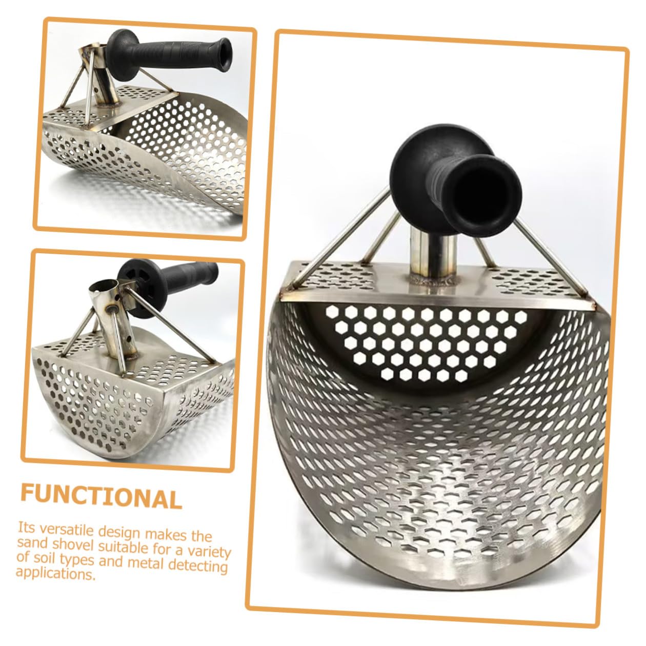Anneome Pala Plata de Acero Inoxidable y ABS Detectora de Metales