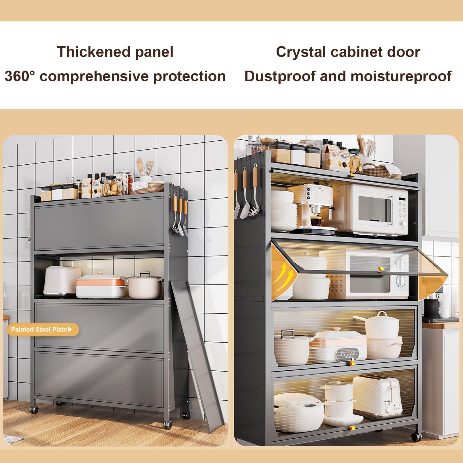Armadio da cucina bianco a 5 ripiani – gratis nding er's rack per piatti, vino, pentole e padelle – mensola da cucina Heavy-Du nizer (dimensioni: 80 cm / 31.5in)