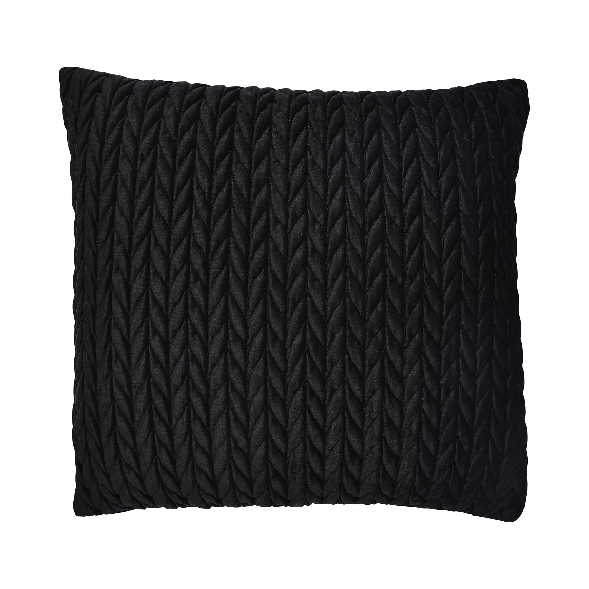 Laurence Llewelyn-Bowen  Black Amory Ruched Velvet Filled Cushion in Size 43, Sports Direct