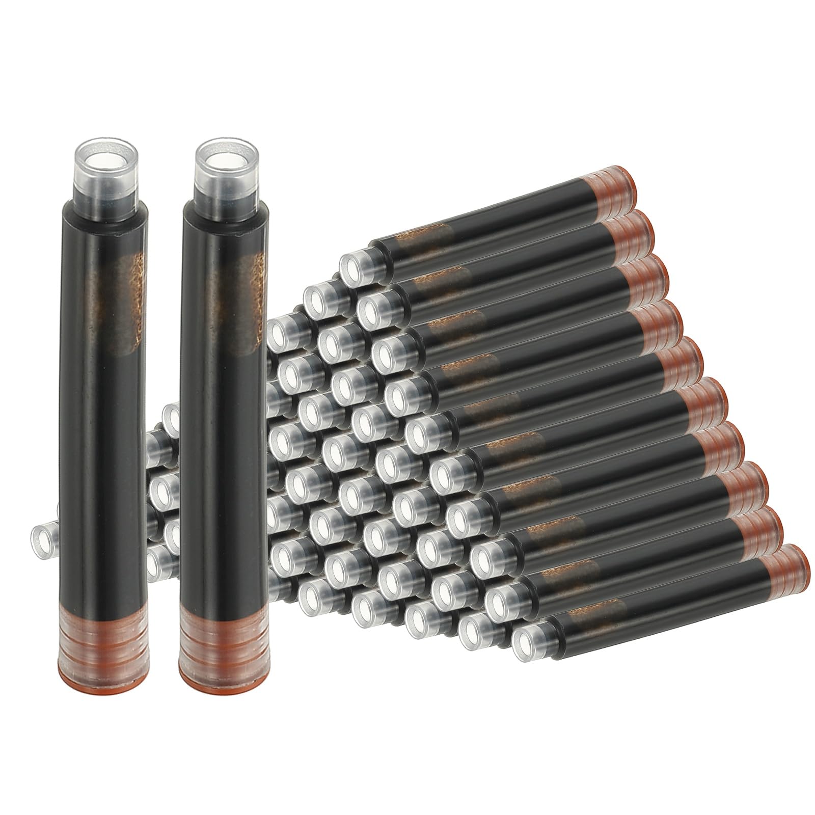 PATIKIL 60Pcs Fountain Pen Ink Cartridges, 3.4mm Bore Diameter Pen Ink Refill Standard International Refill Cartridges for Writing Business, Brown