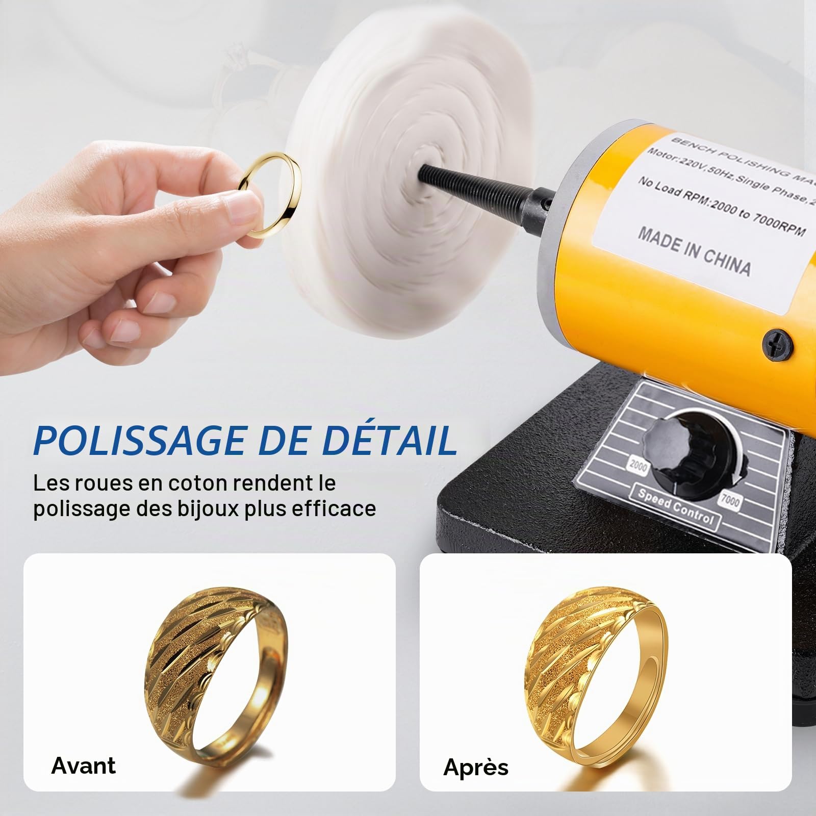 BAOSHISHAN Machine de polissage de tour de polisseur de banc polissant la polisseuse à vitesse variable de moteur 220V