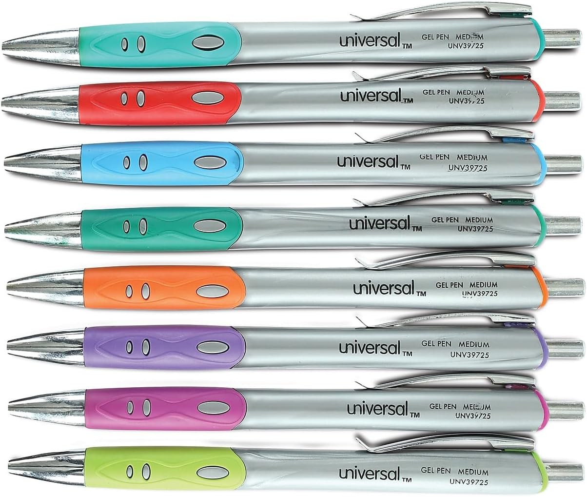 Universal 39725 0.7 mm. Medium Comfort Grip Retractable Gel Pen - Assorted Ink and Barrel Colors (1-Set)