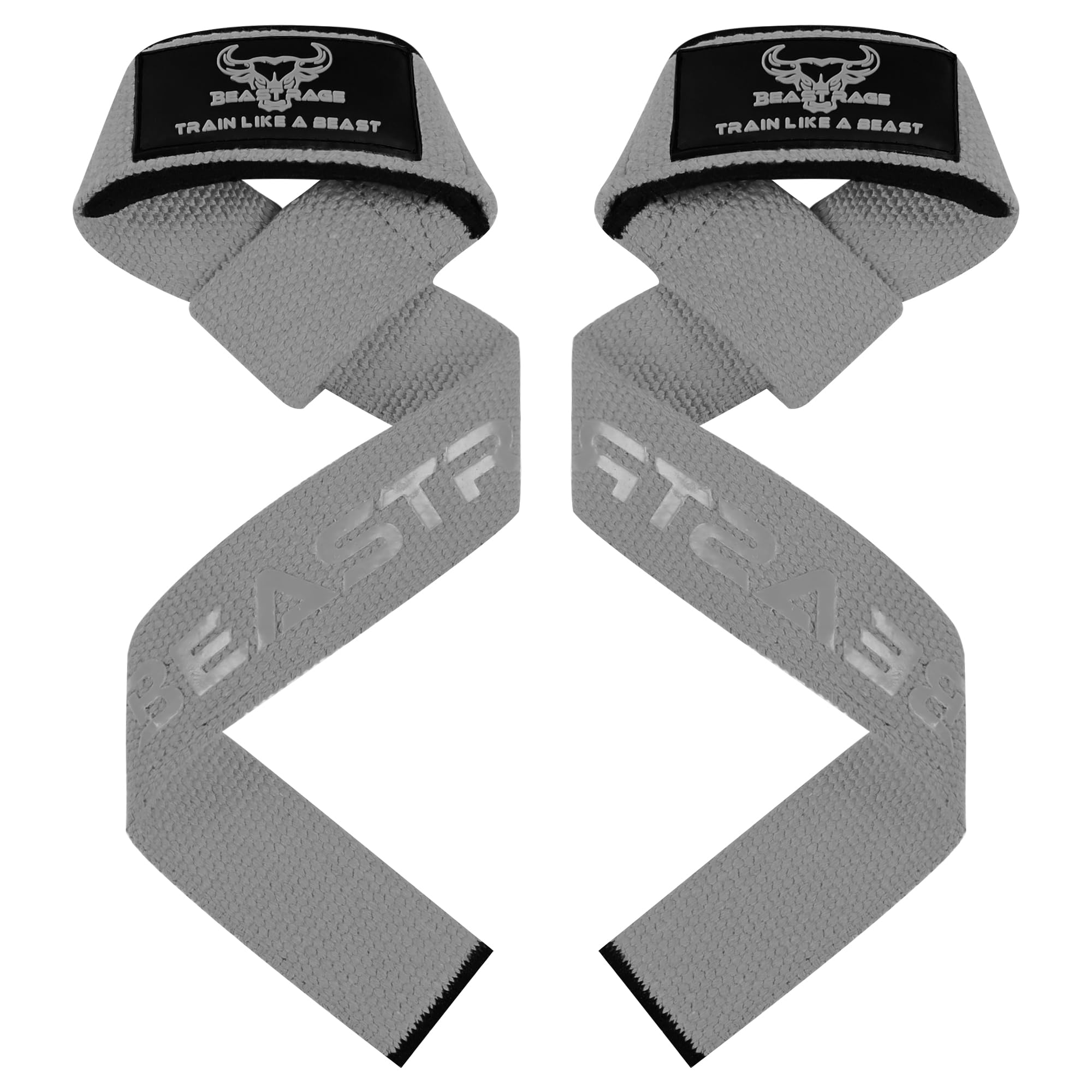 BEAST RAGE Weight Lifting Straps for Men Women Muscle Building Performance Fitness Training Gym Straps for Powerlifting, Bodybuilding, Gym Exercise (Gray)