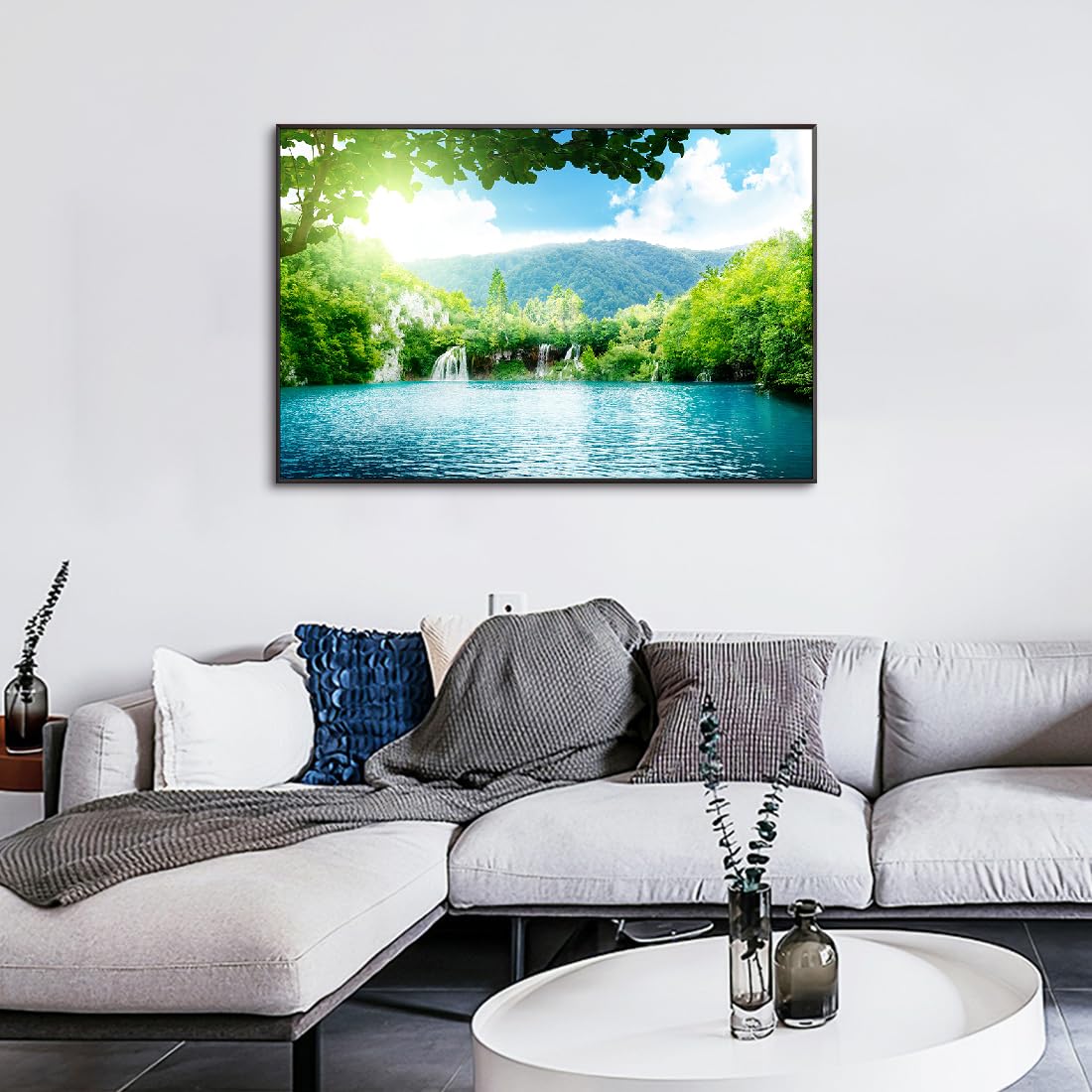 Amazon.co.jp: アートパネル 森林 絵画 太陽 ポスター 風景写真 木の絵