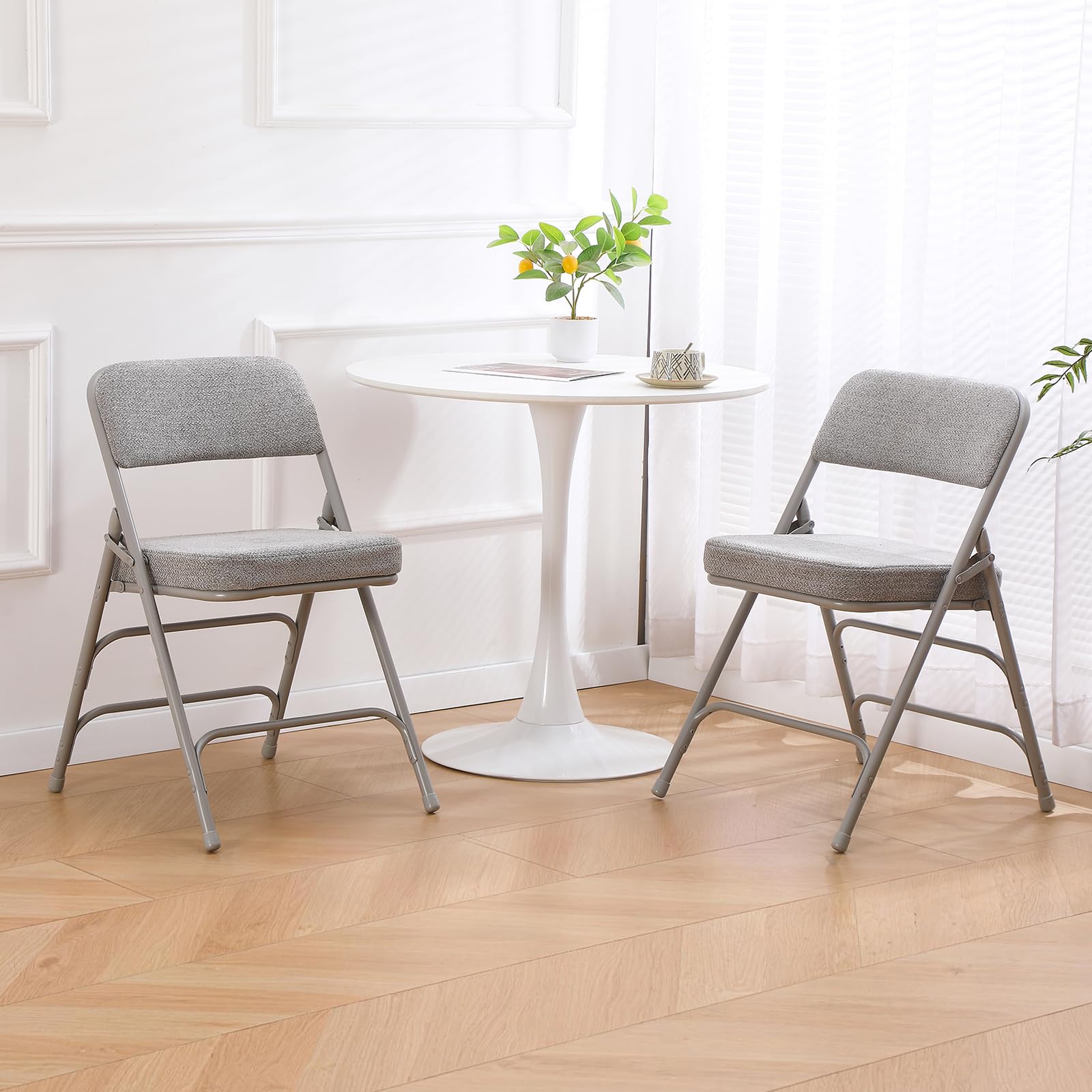 Chaise pliante rembourrée, avec siège rembourré épais en tissu, chaise pliable portable en métal pour une utilisation en intérieur et en extérieur, chaise rembourrée durable et confortable pour la