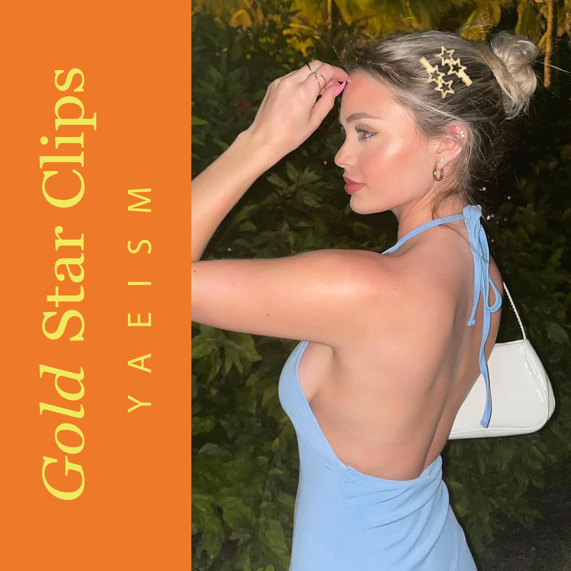 10 pinzas para el pelo con diseño de estrella de mar azul brillante dorado con conchas marinas Y2K, accesorios para el cabello para mujeres y niñas