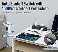 Vista 4 de Regleta de alimentación de carga rápida de 40 W para debajo del escritorio con interruptor, regleta de alimentación montable de 12 salidas con 4