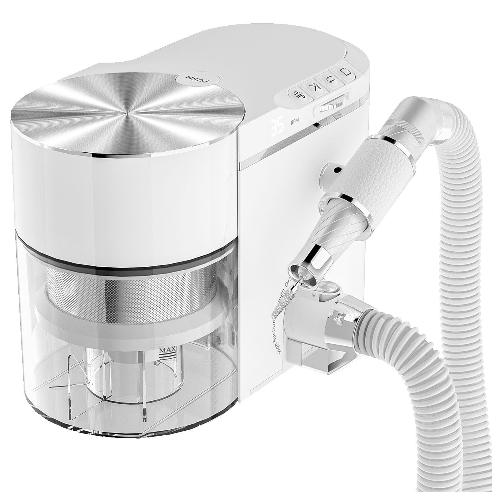 LXPINGMM Professional Nail Drill with Dust Collector,2-in-1 Electric Nail File,with 1.5KPa High Suction Vacuum,Brushless Motor 30000RPM,for Acrylic Gel Salon & Home Use
