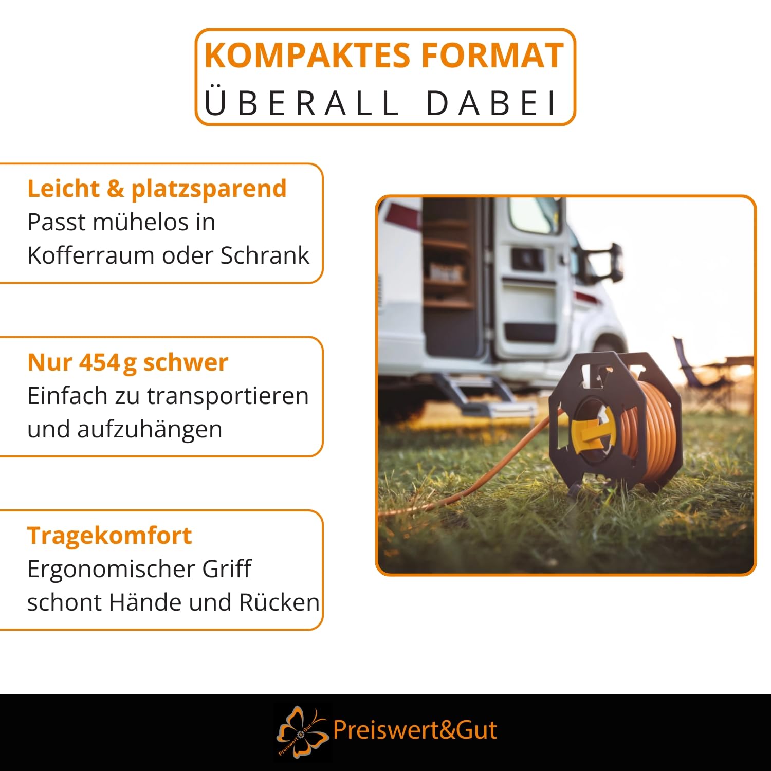 Preiswert&Gut 2x Kabeltrommel leer Set mit Drehknopf - Kabelaufroller und Schlauchtrommel für CEE Kabel Gartenschlauch Seil - Innenachse 13,2 cm Kunststoff schwarz gelb