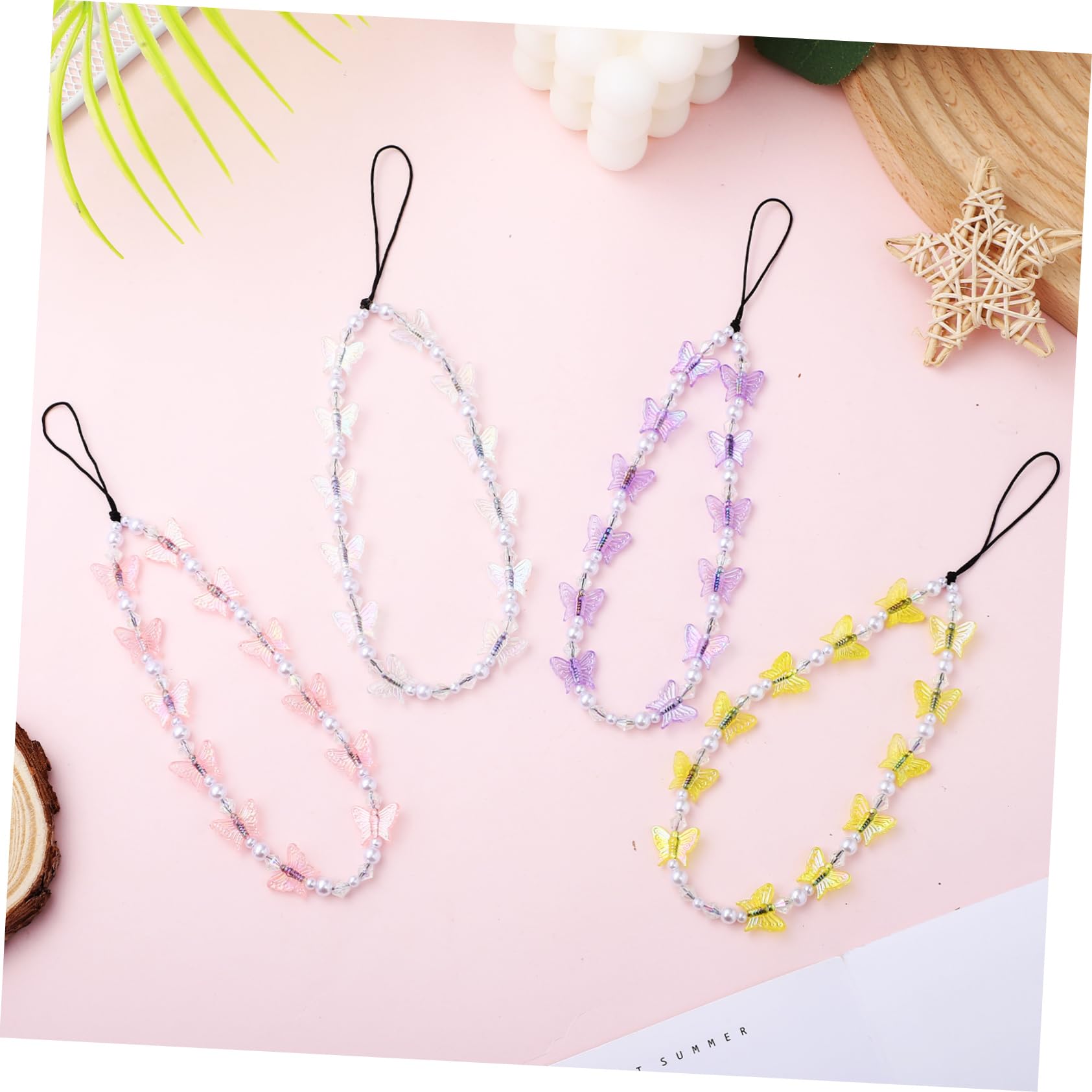 Cordón De Teléfono Móvil Con Abalorios Decoración De Teléfonos Mochilas 4 Piezas X 4