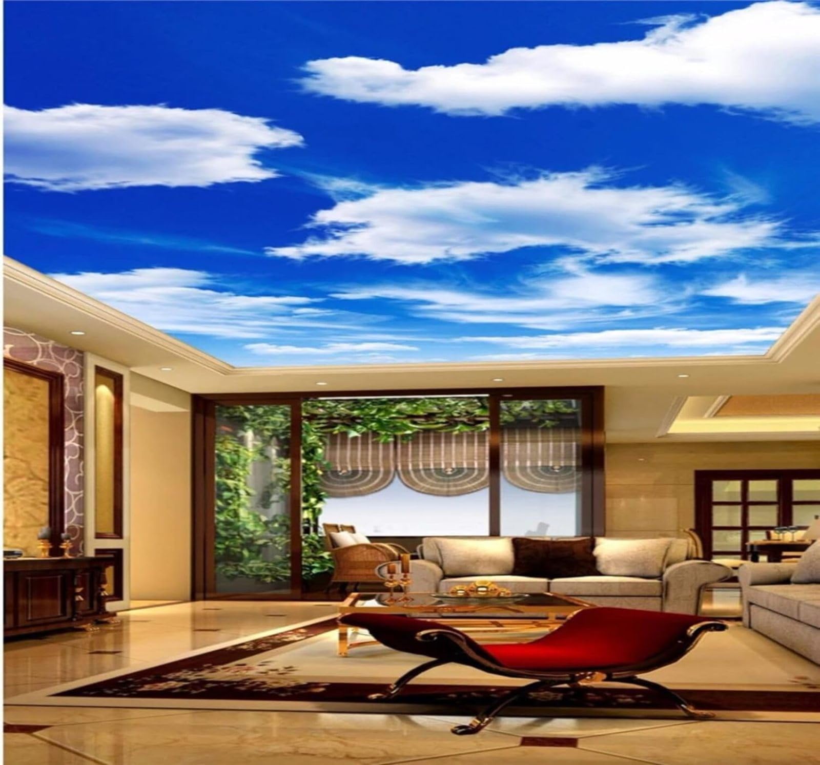 XLMING Fresh Minimalist Blue Sky White Clouds Scenery 3D Wallpaper Silky Texture Home Study Office Grey Dining Room Sofa Bedroom Living Room TV Backdrop-400cm×280cm
