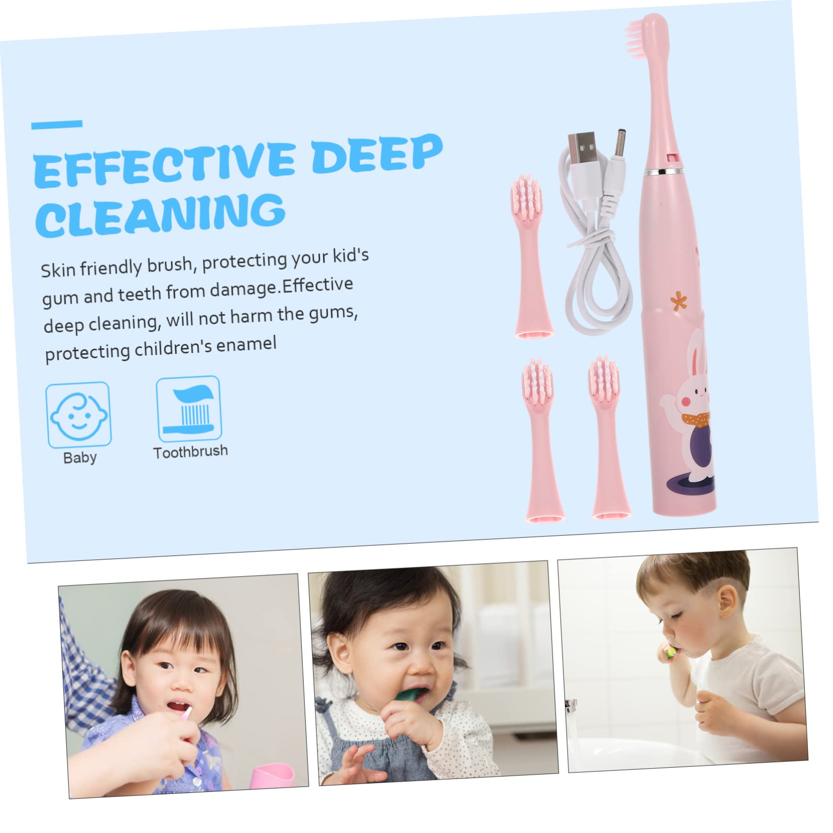 FOMIYES 2 Set Di Spazzolini Elettrici Per Ragazzi E Ragazze Igiene Orale Spazzolino Portatile Per Bambini Setole Morbide Design A Cartoni Animati Accessorio Per Lavarsi I Denti