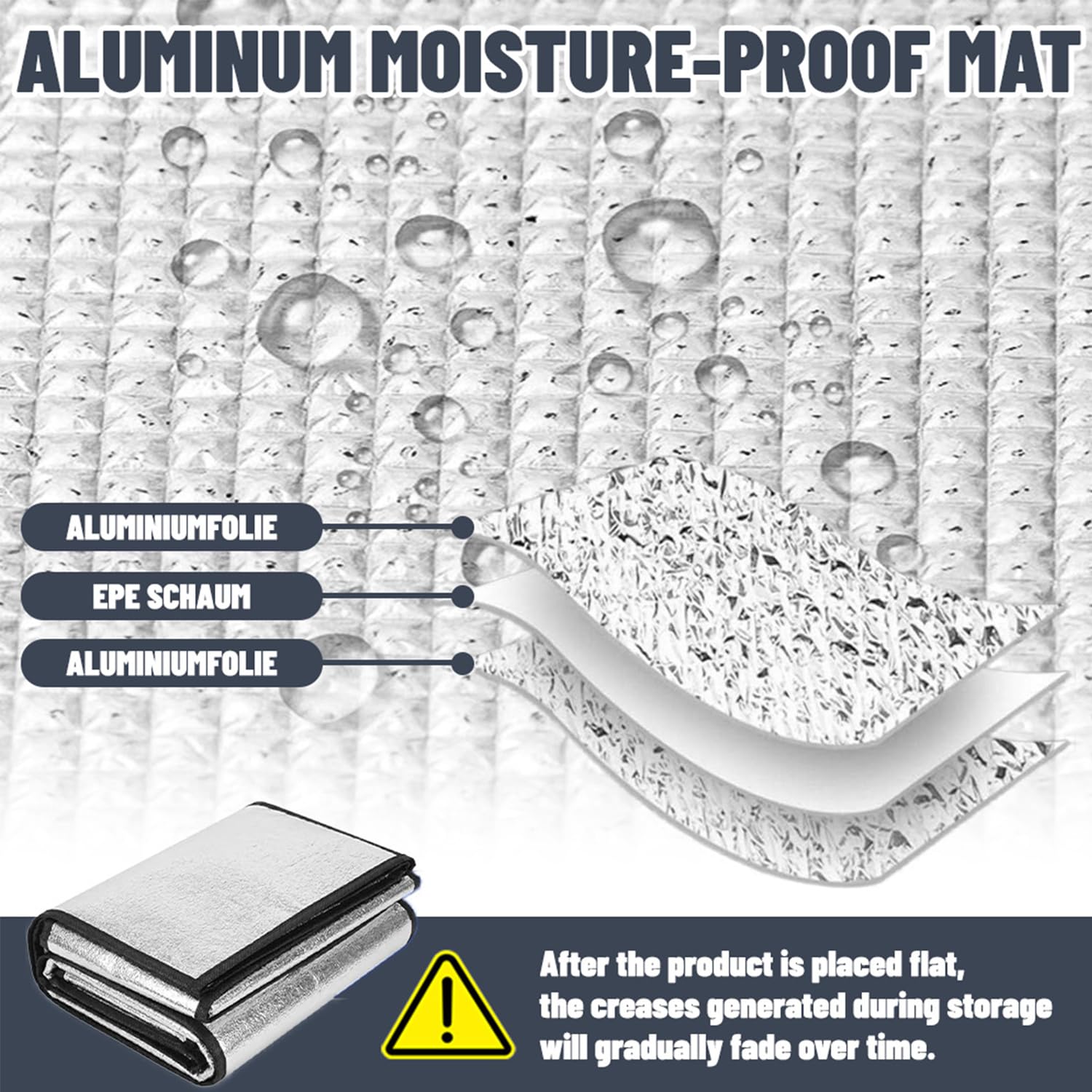Alu Isomatte Schaummatten 200x200cm, Isolierdecke Faltbare Zeltmatte, Matte aus Aluminiumfolie Bodenmatte Wasserdicht & Isolierend für Zelt, Picknick, Strand & Yoga