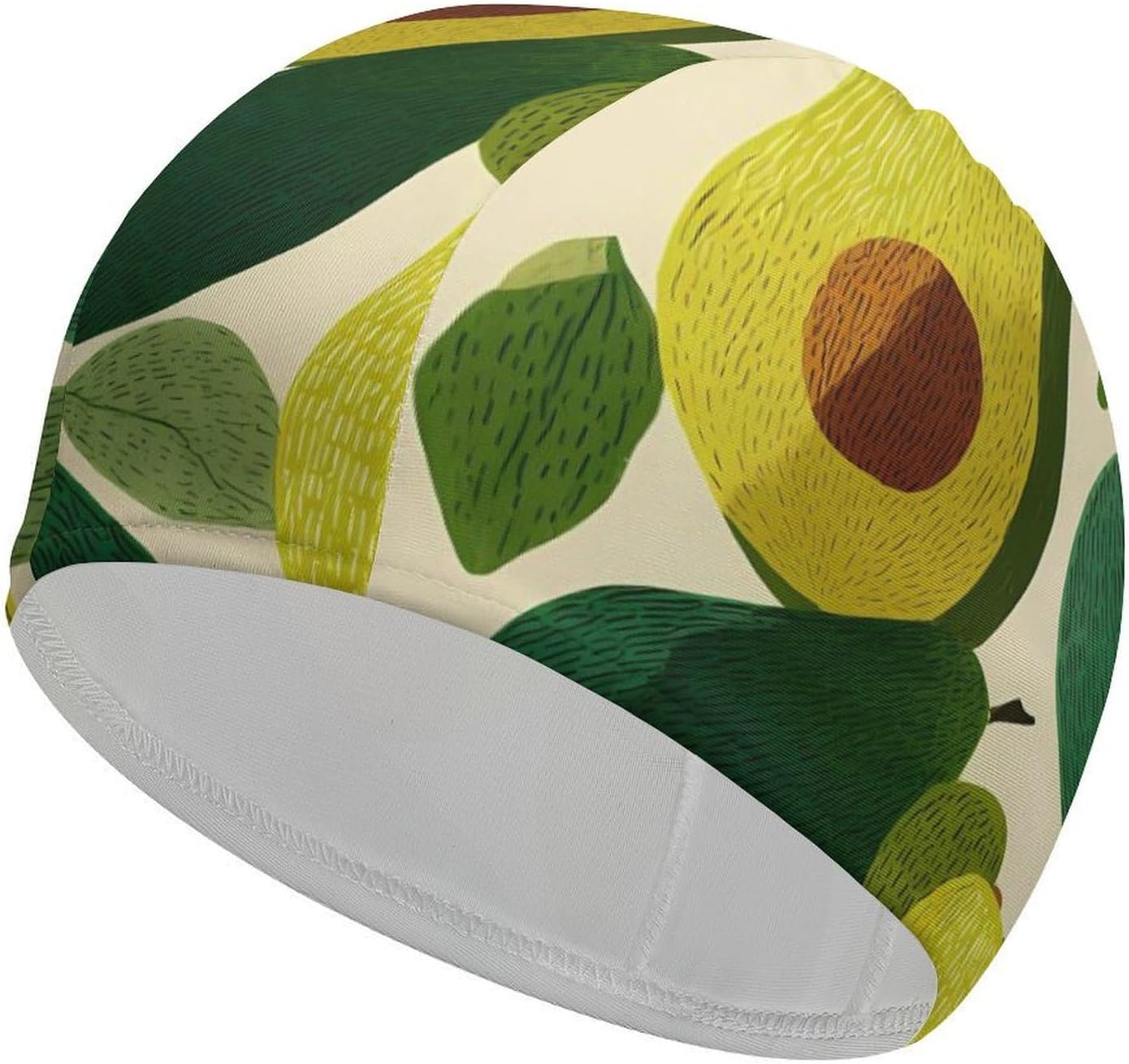 Vintage Avocados Art Womens Swim Cap for Men Adult Swimming Hat Curly Short Medium Long Hair