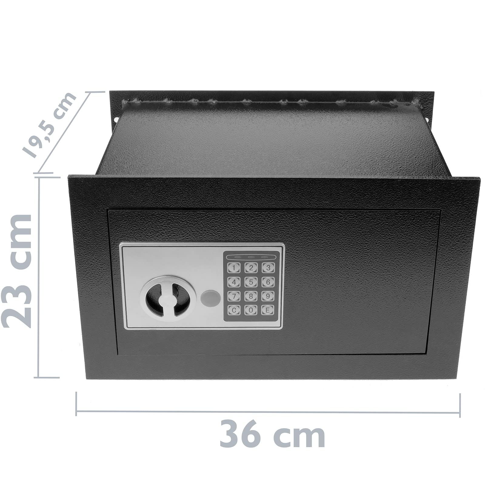 PrimeMatik - Caja Fuerte de Seguridad empotrada con código electrónico Digital 36x19x23cm Negra