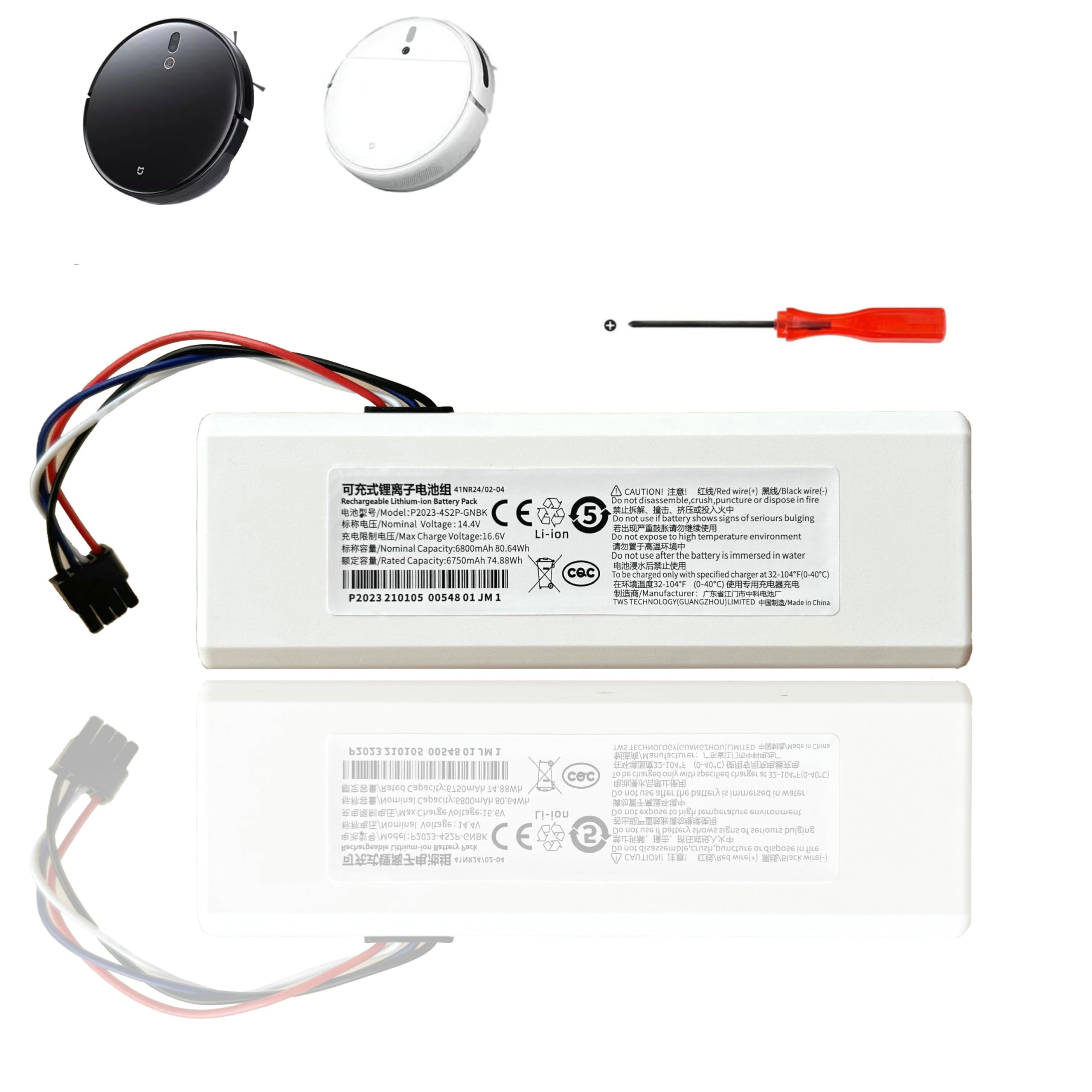 Amazon.com: 1C Robot Vacuum Cleaner Battery for Xiaomi 1C P1904-4S1P-MM ...