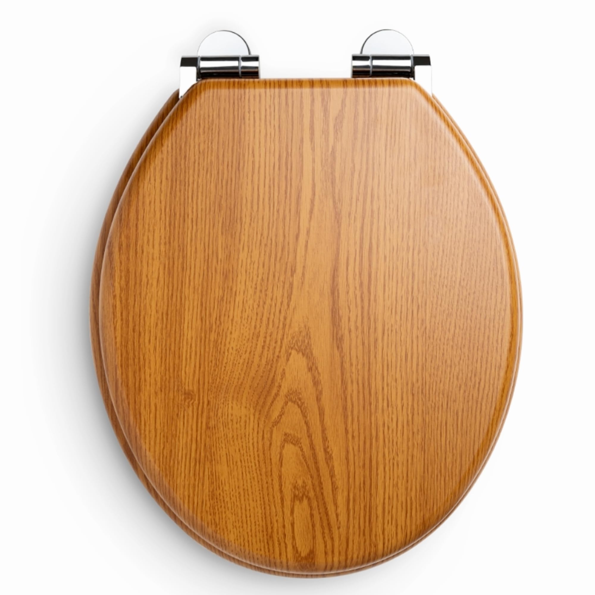 Cambridge Oak Toilet Seat Wood Effect Traditional Style Soft Close Hinges Universal Size Easy to Clean Durable Bathroom Toilet Seat