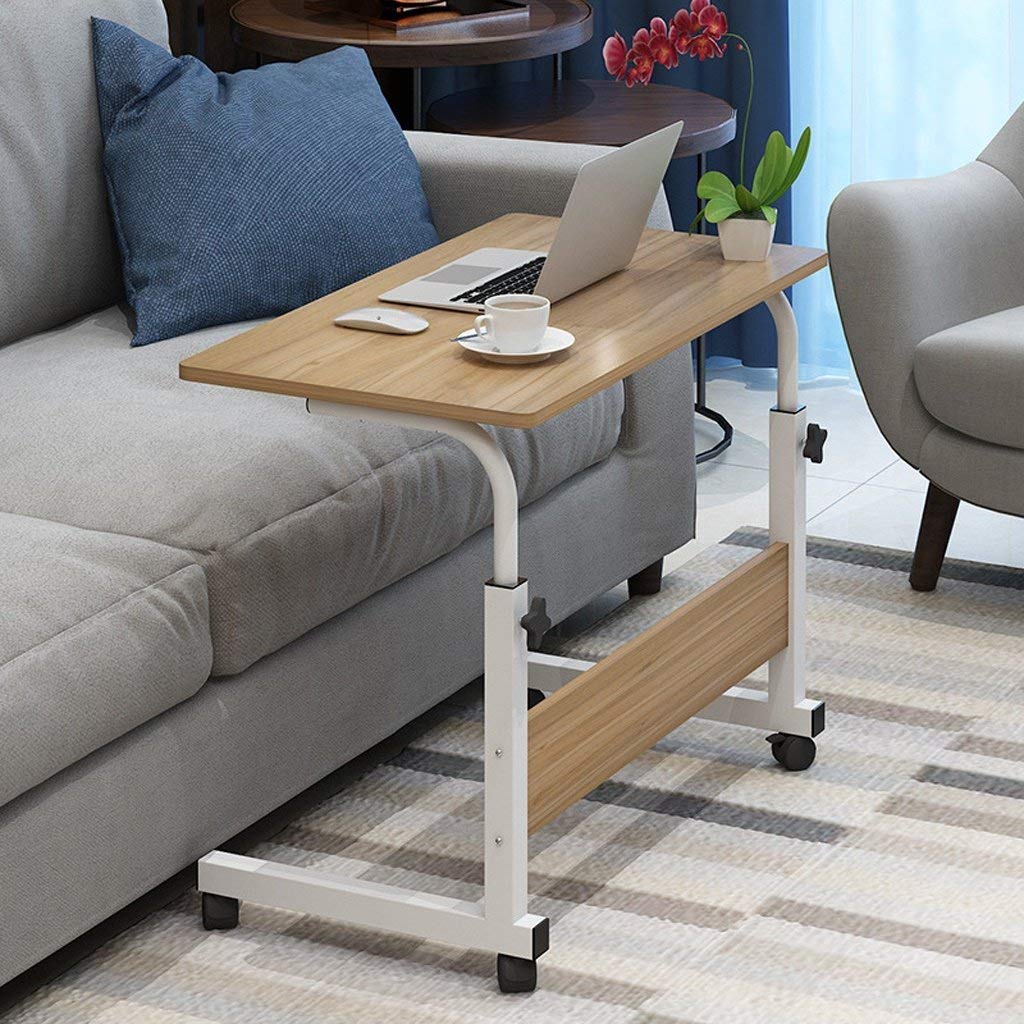 Lazy table Solid wood panel it can move Collapsible Bedside Sofa side Laptop table Study table Adjustable height (Color : B, Size : 80 * 40cm) (Color : A, Size : 60 * 40cm)