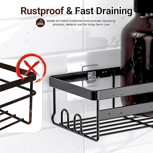 Miniatura 6 de WOWBOX Paquete de 2 organizadores de ducha  Estante de ducha colgante adhesivo  Organizadores y almacenamiento de baño, estantes de ducha de acero