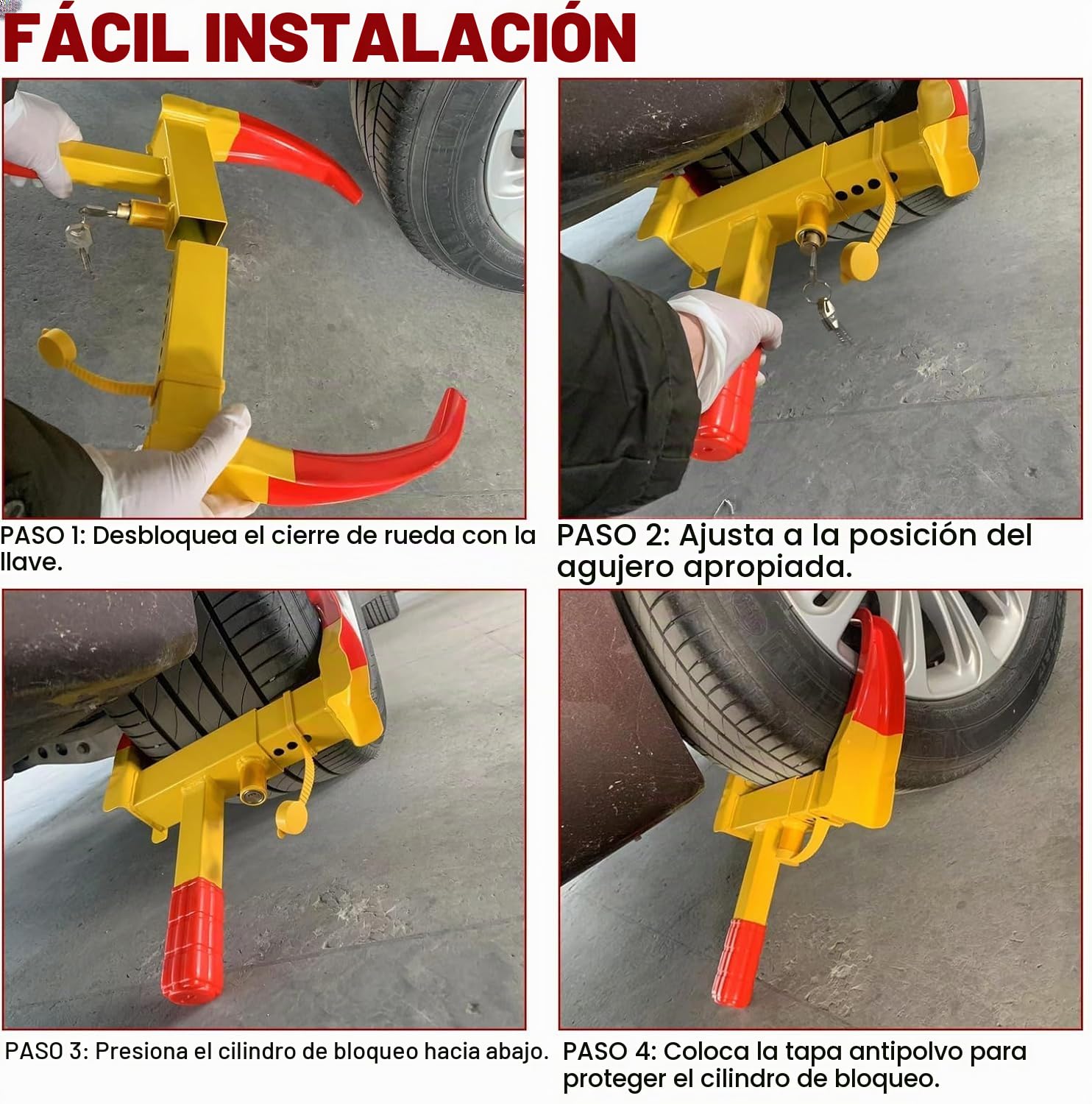 2 Piezas Cepo Antirrobo Rueda Coche, Abrazadera de Rueda con Cerradura de Seguridad y 6 llaves, Ajustable 18-30cm Universal para Auto, Furgonetas, Remolques
