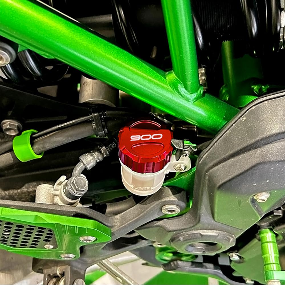 Für KAWASAKI Z900 Z 900 2017-2025 Aluminum Zubehör Motorrad Vorne Hinten Abdeckung des Bremsflüssigkeitsbehälters Motoröl-Einfülldeckel Beschützer (Rot)