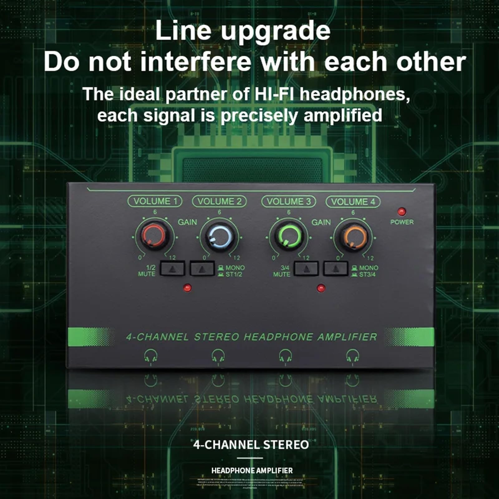4/6 canali amplificatore for cuffie mini splitter for cuffie portatile mixer audio stereo a bassissimo rumore for monitor da studio di registrazione(6 Channels)