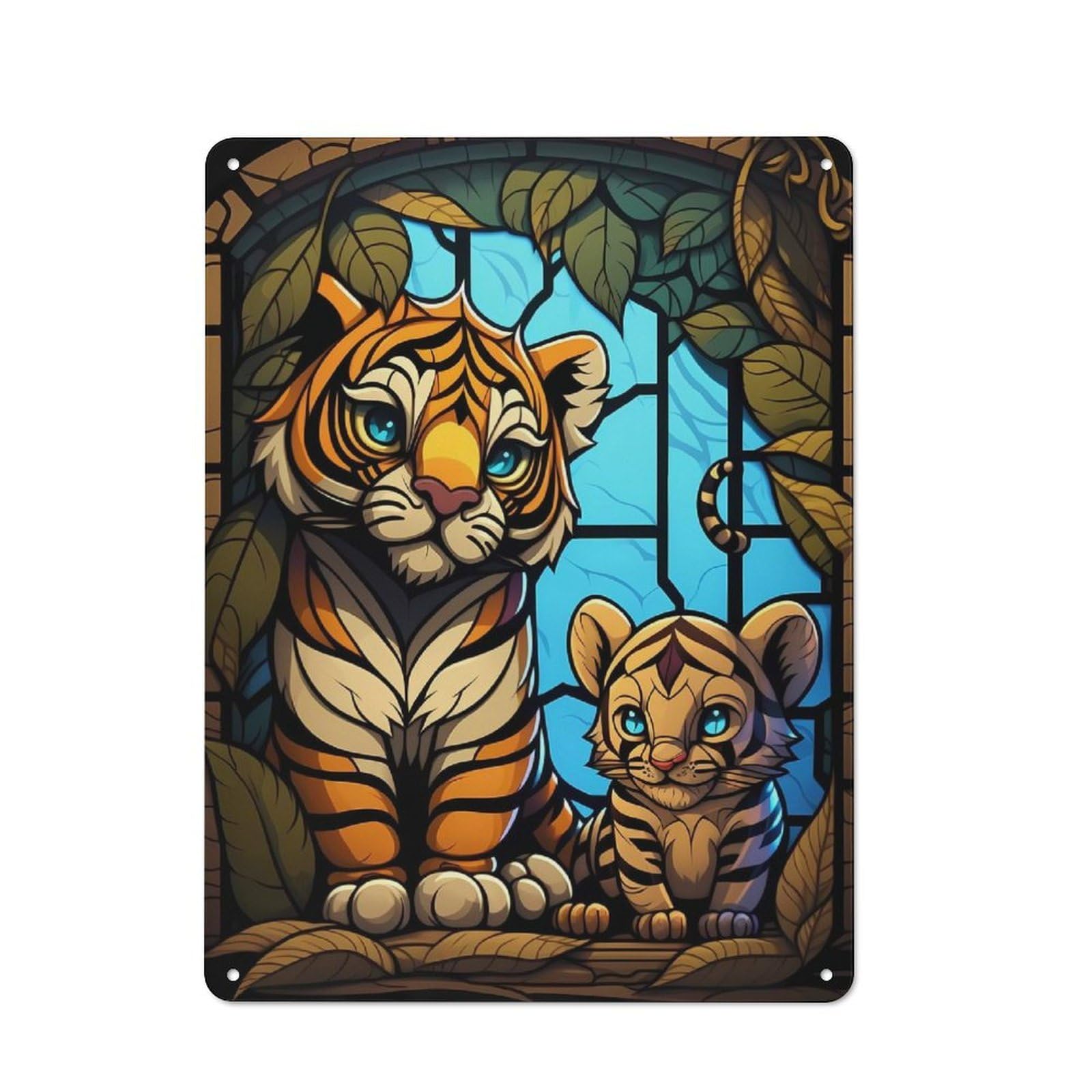 Junmoney Tiger Wondrous Retro Metal Plaque 40X30cm For Café Or Home Bar, With Clear Retro Wall Decor Character