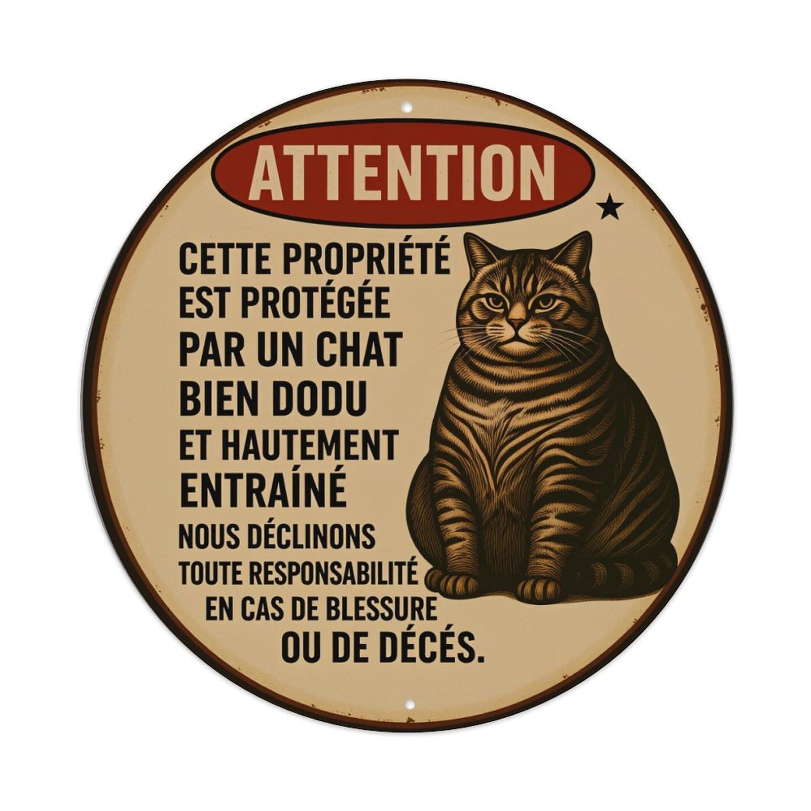 Attention Chat Protégé Property High Training Metal Tin Sign Vintage Garden Bedroom Cafe Bar Man Cave Home Wall Decor Metal Poster 8x8 inches