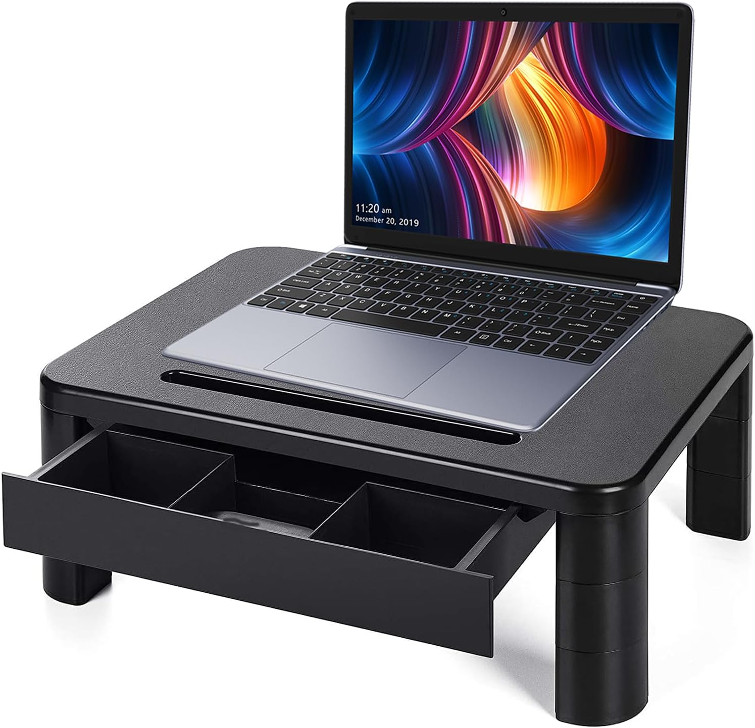 Monitor Stand, Height Adjustable / Drawer, Computer Stand / Cellphone Holder, Monitor Riser, Small Printer Stand, for Home & Office