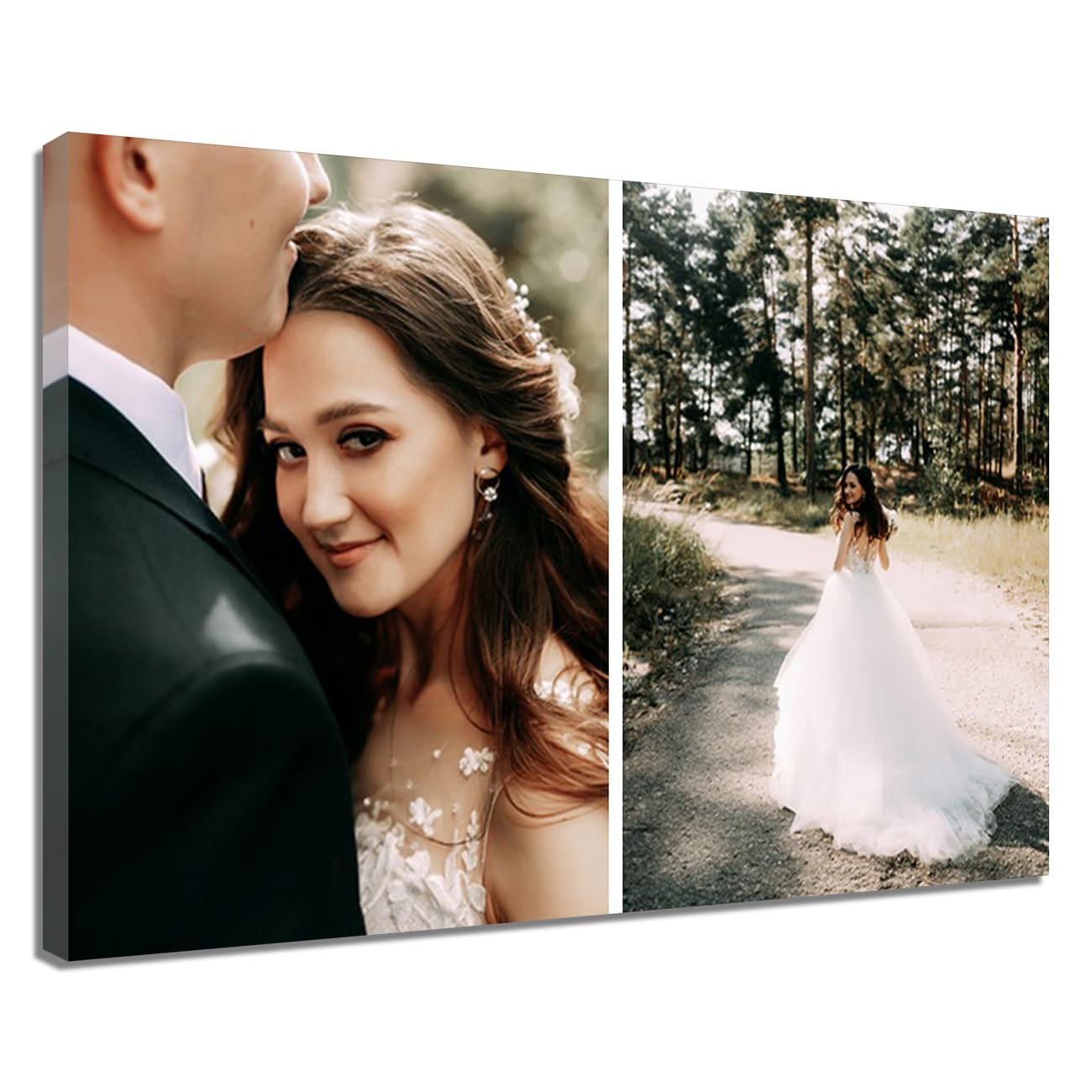 ZQQART Personalized Custom Photos Wall Art Collage Multi Picture on Canvas Prints Customized Family Painting Custom Baby Wedding Couple Poster (Black,50x60cm)