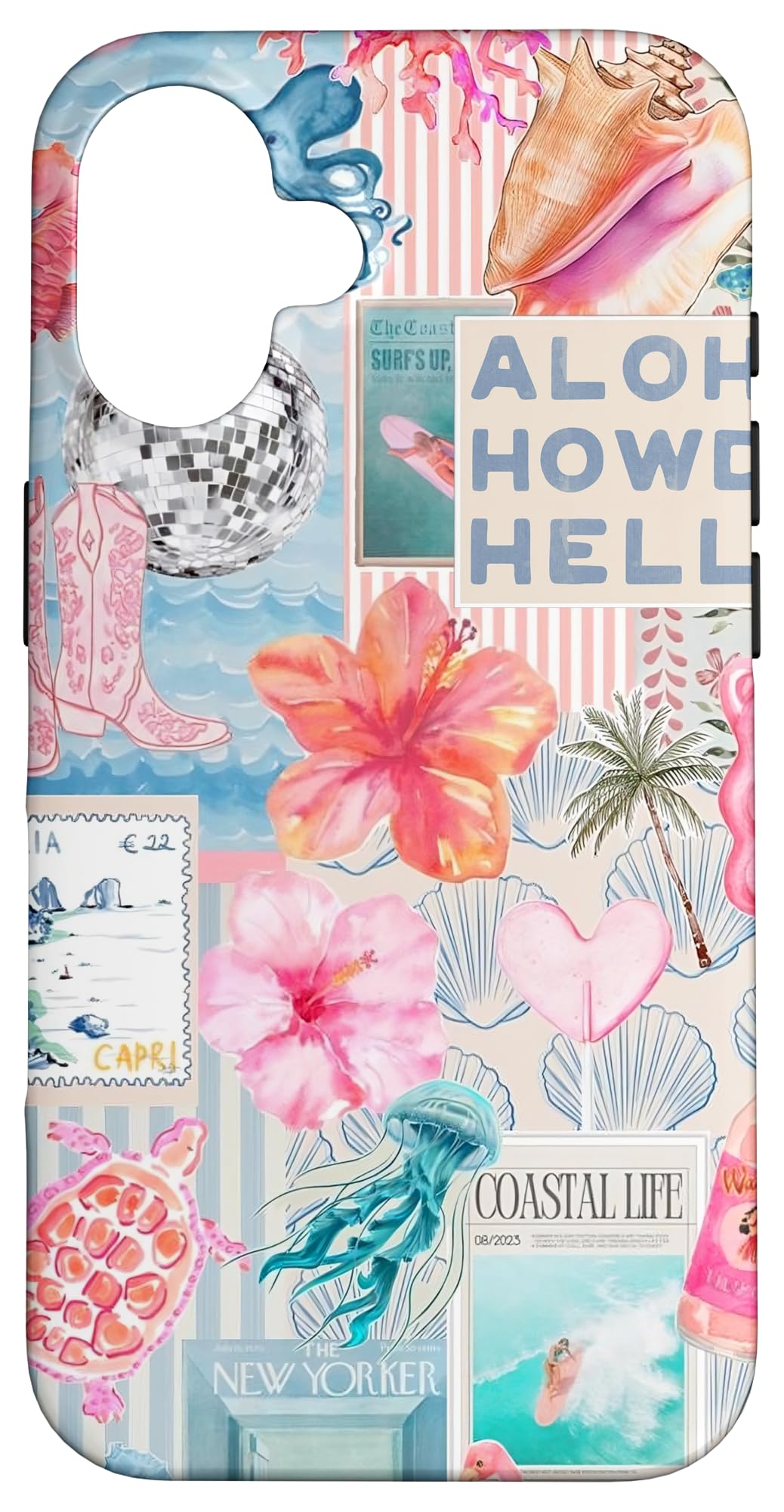 Coastal Collage Preppy Cute Aesthetic Beachy Blue Coquette Case for iPhone 16